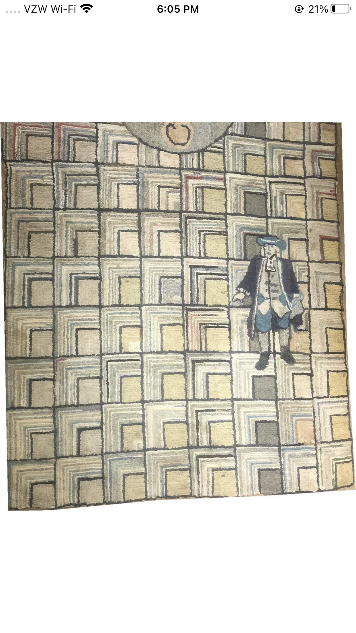 An Antique Pictorial/ LogCabin pattern American Hooked Rug