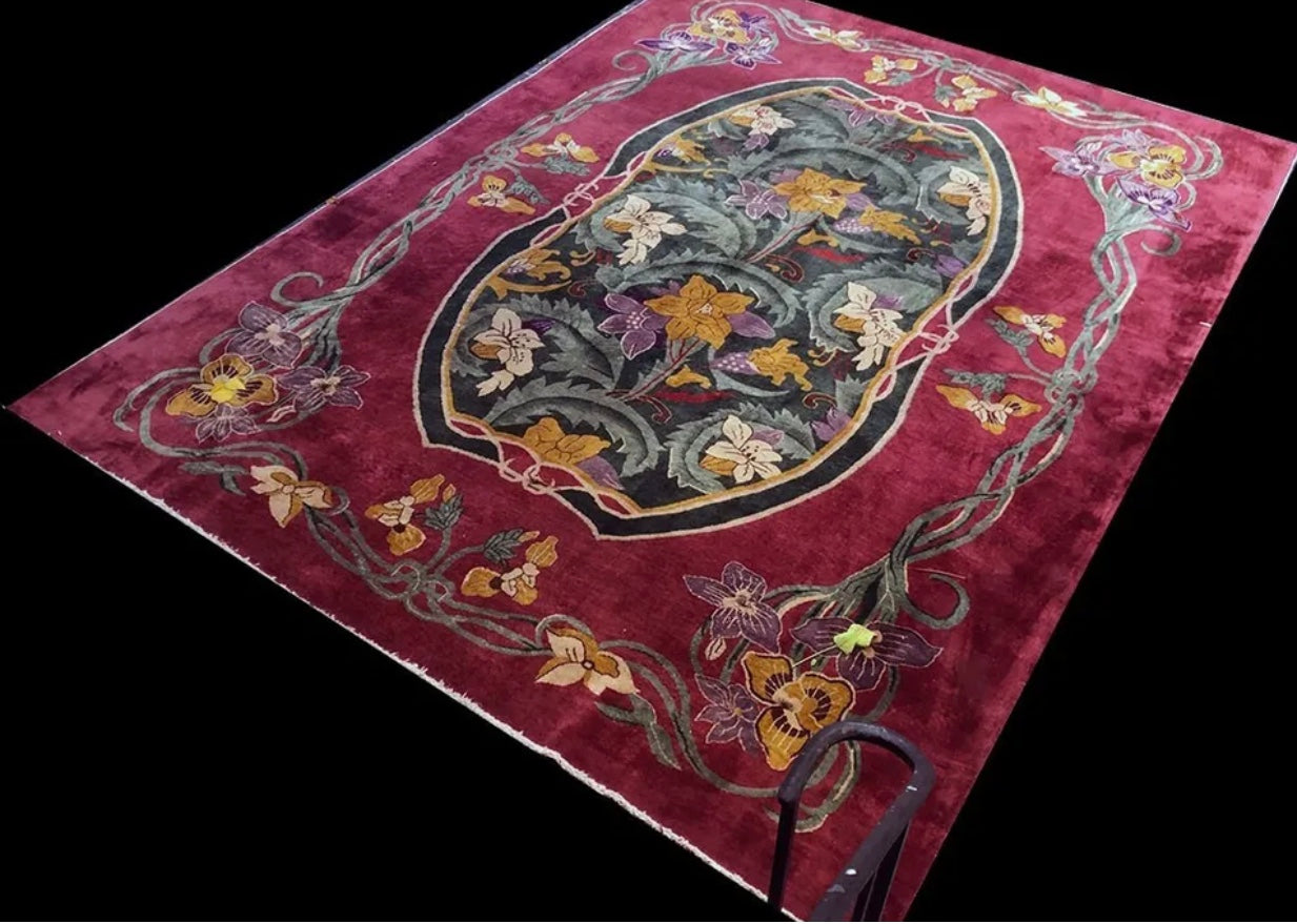 A Breathtaking Antique Art Nouveau: Art Deco Chinese Rug