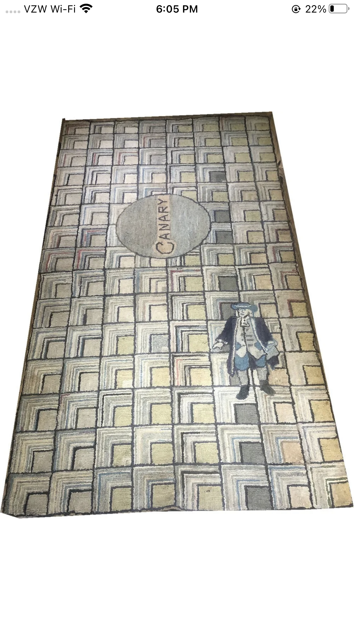 An Antique Pictorial/ LogCabin pattern American Hooked Rug
