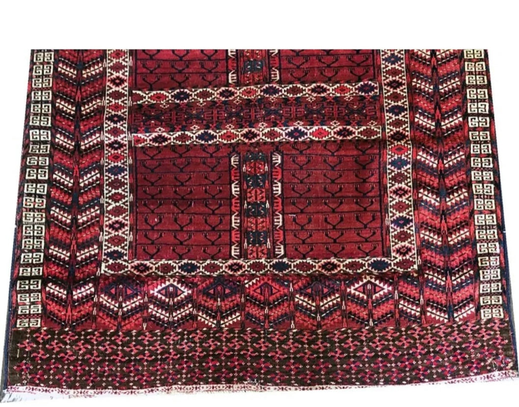 Antique Tribal Turkoman Hatchli/ Enci Rug