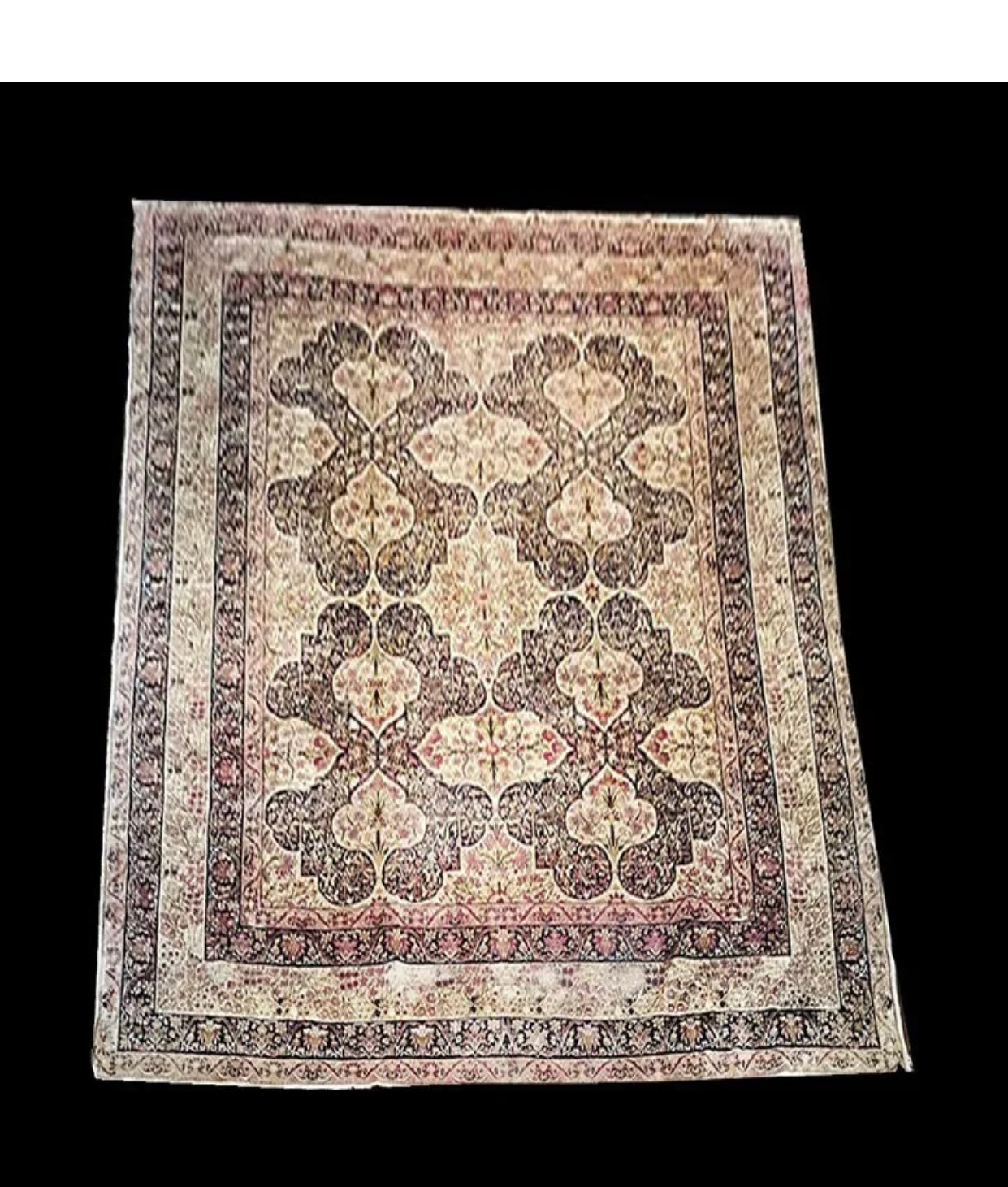 A Breathtaking Antique Black Ground Panel Design Persian Lavar Rug