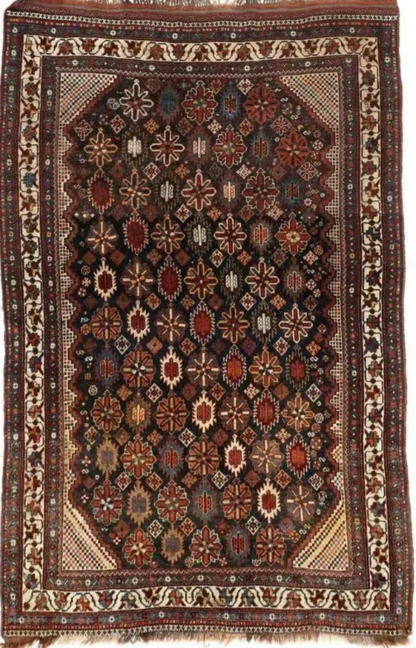 Antique Primitive & Tribal SW Persian Khamseh Rug