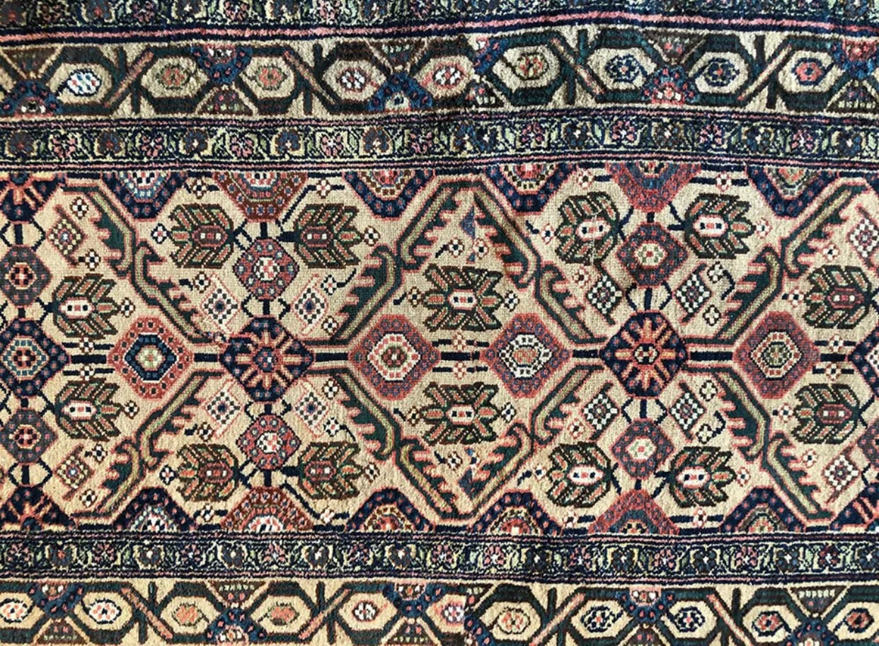 An Antique Decorative 16’ Long Persian Camel Hair Hallway Runner Rug