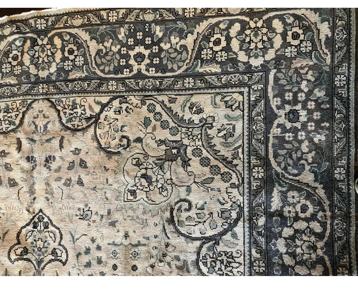 Antique Washed Out Persian Tabriz Rug