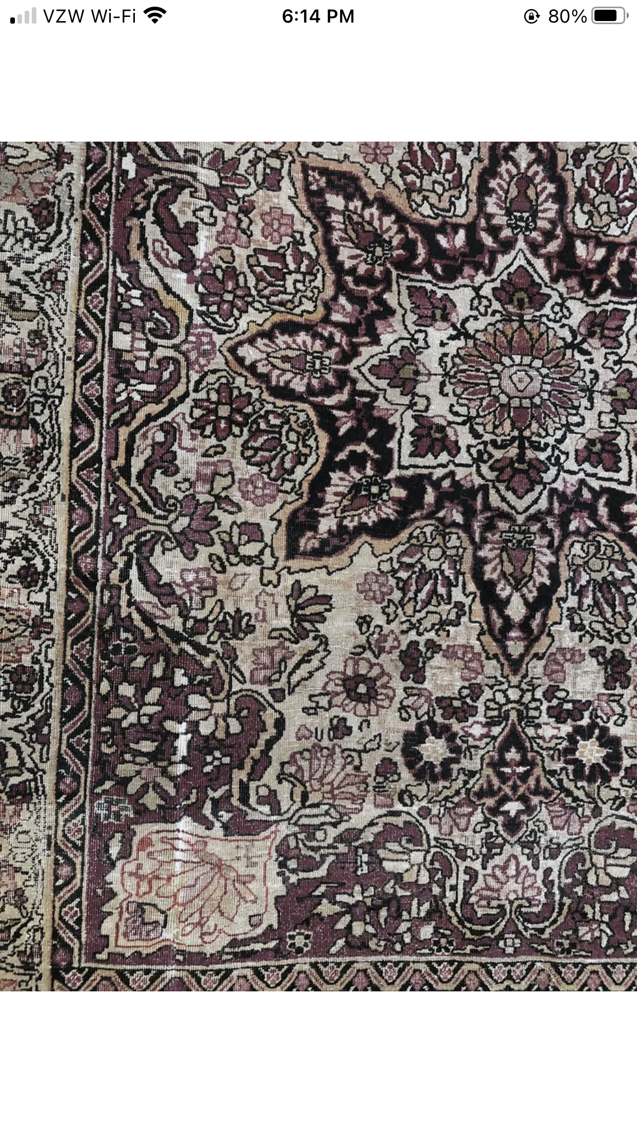Antique Thin 4’ x 5’ Persian Lavar Kerman Rug