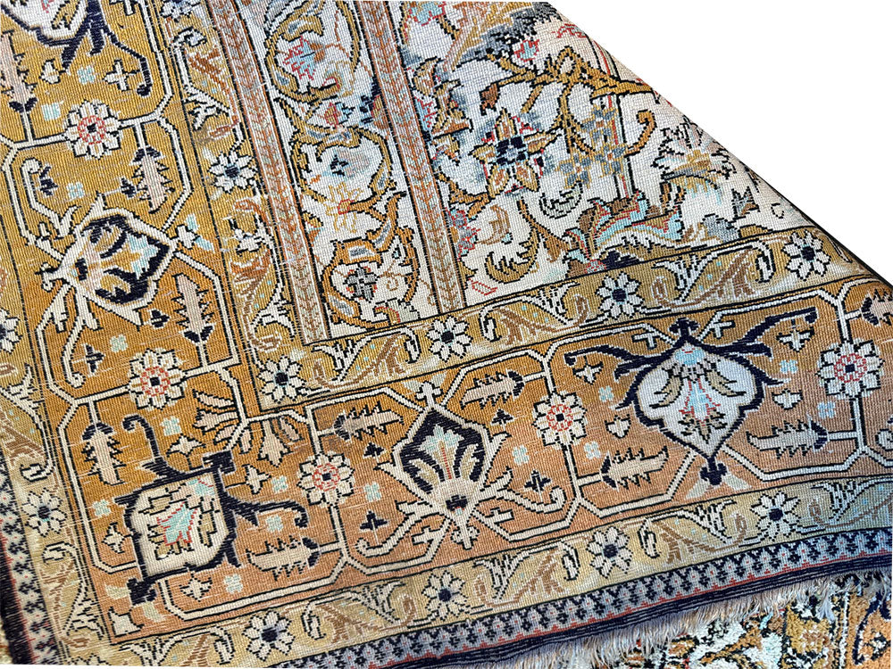 A Vintage 3' x 5' 100% Silk )n Silk Persian Qum Rug $499.00