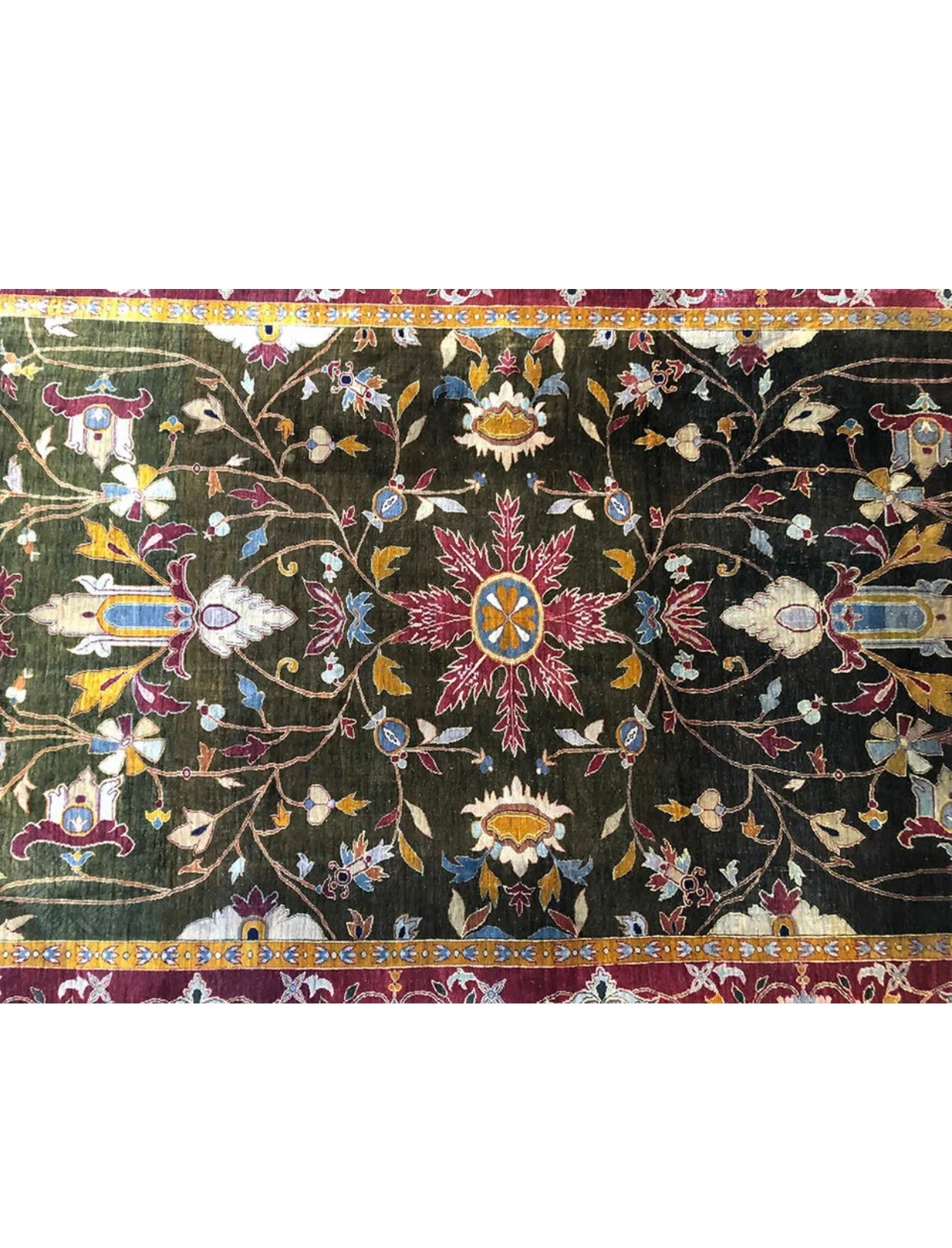A Collectible Museum Quality Antique 100% Silk Mughal Area Rug
