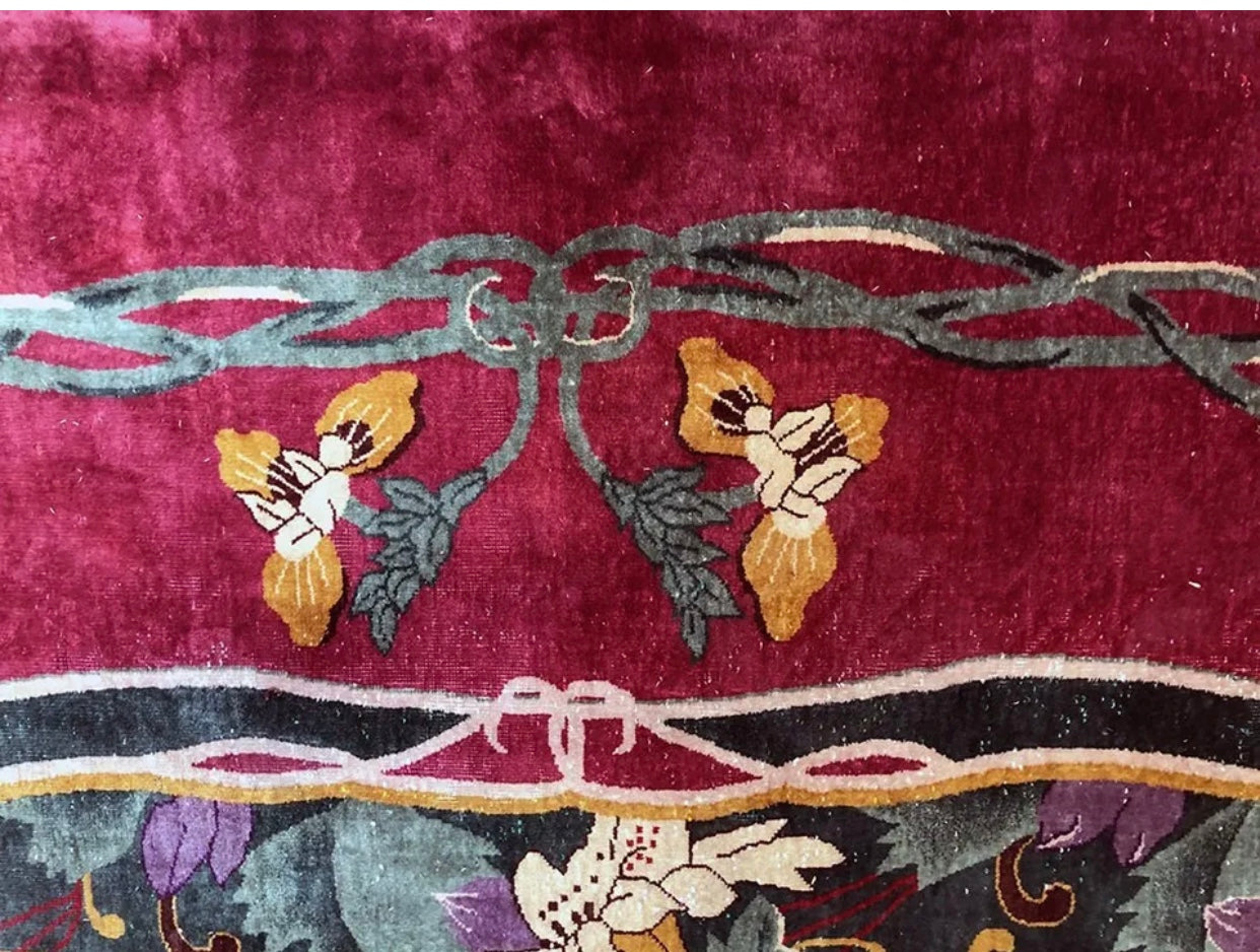 A Breathtaking Antique Art Nouveau: Art Deco Chinese Rug