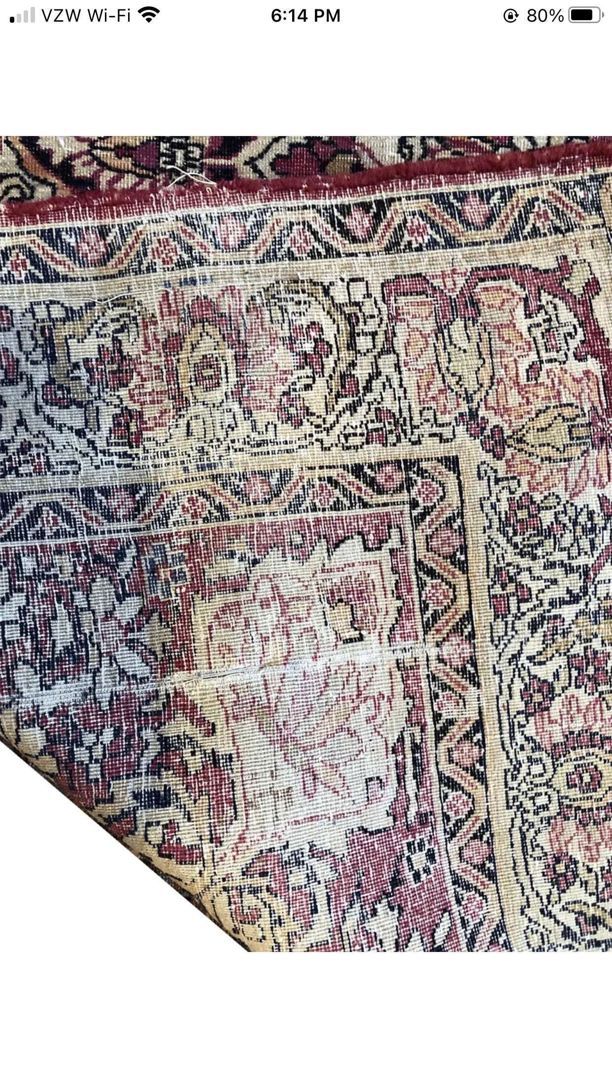 Antique Thin 4’ x 5’ Persian Lavar Kerman Rug
