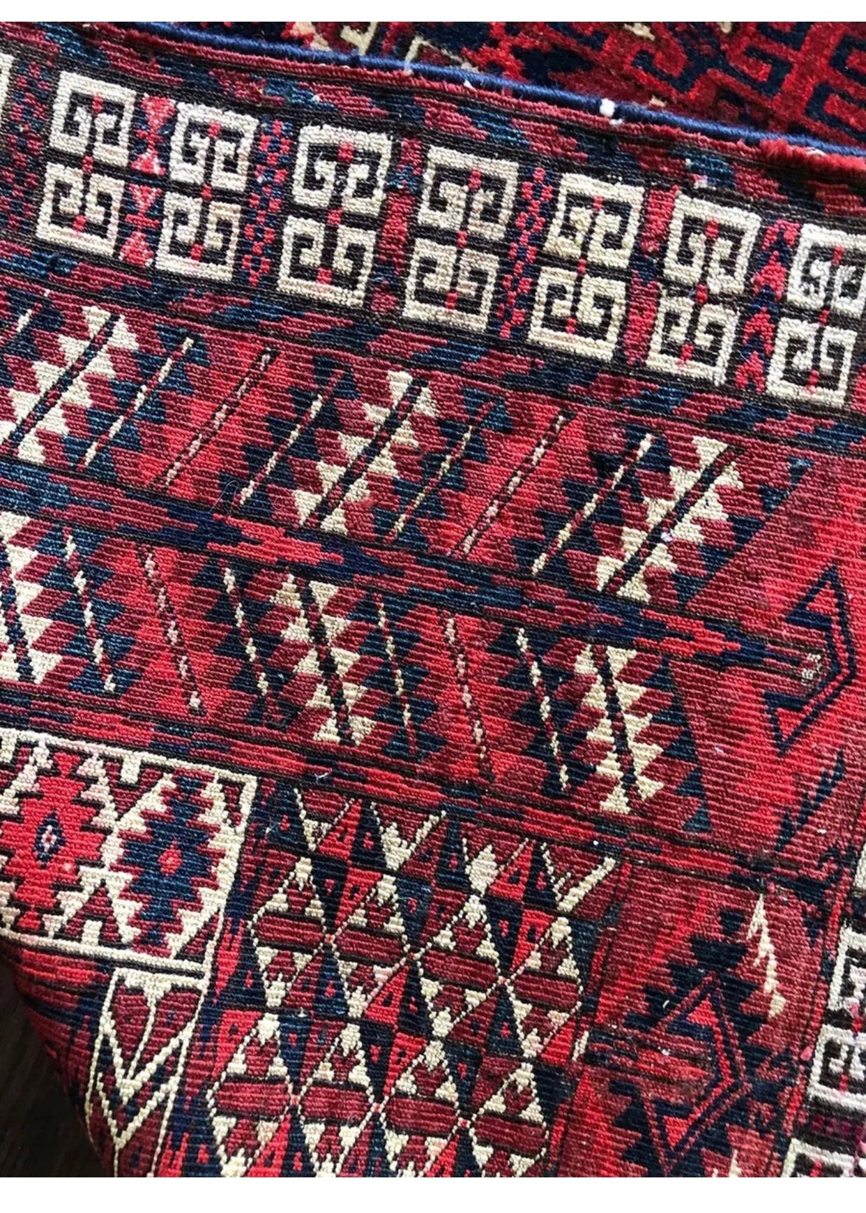 Antique Tribal Turkoman Hatchli/ Enci Rug