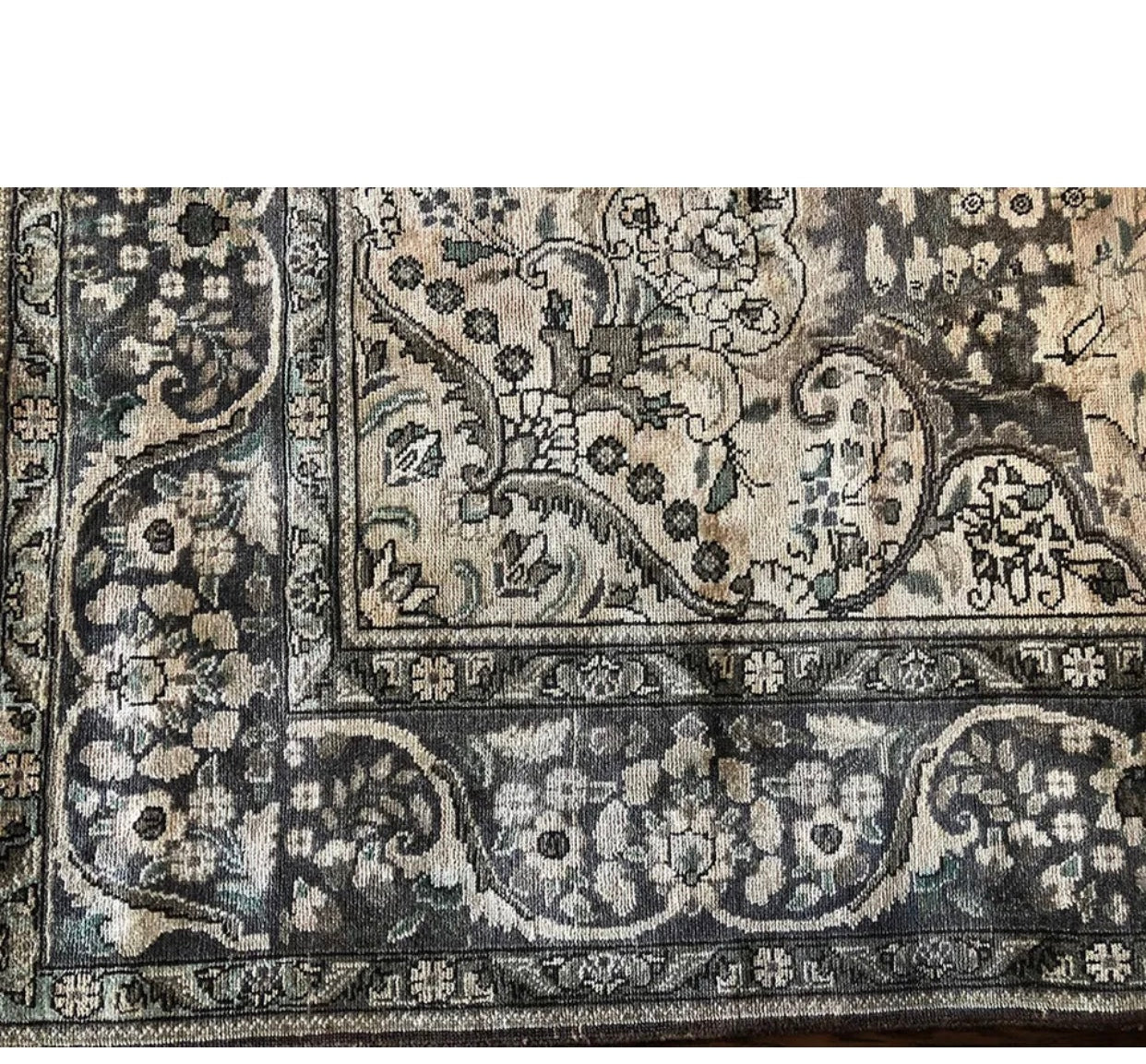 Antique Washed Out Persian Tabriz Rug