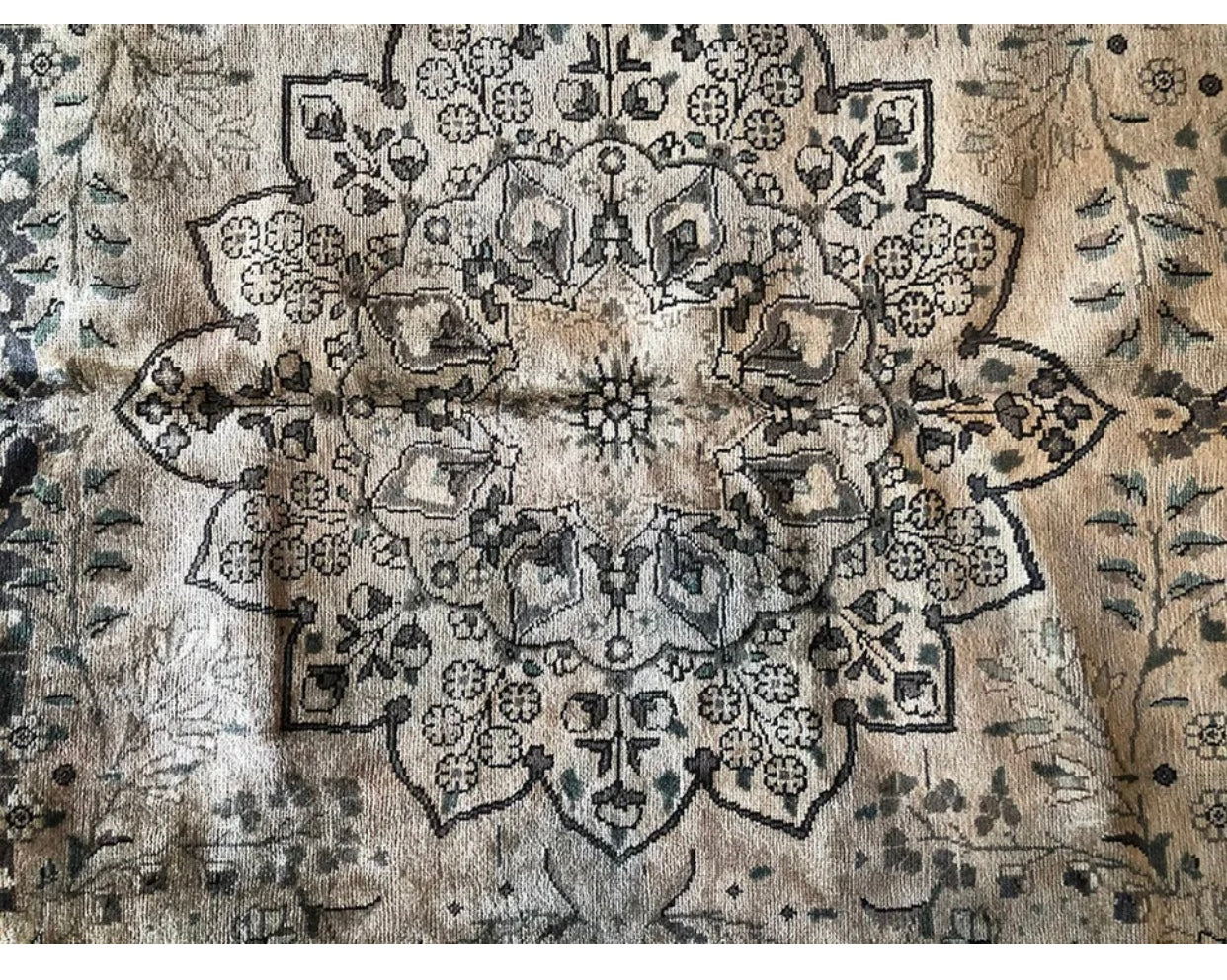Antique Washed Out Persian Tabriz Rug