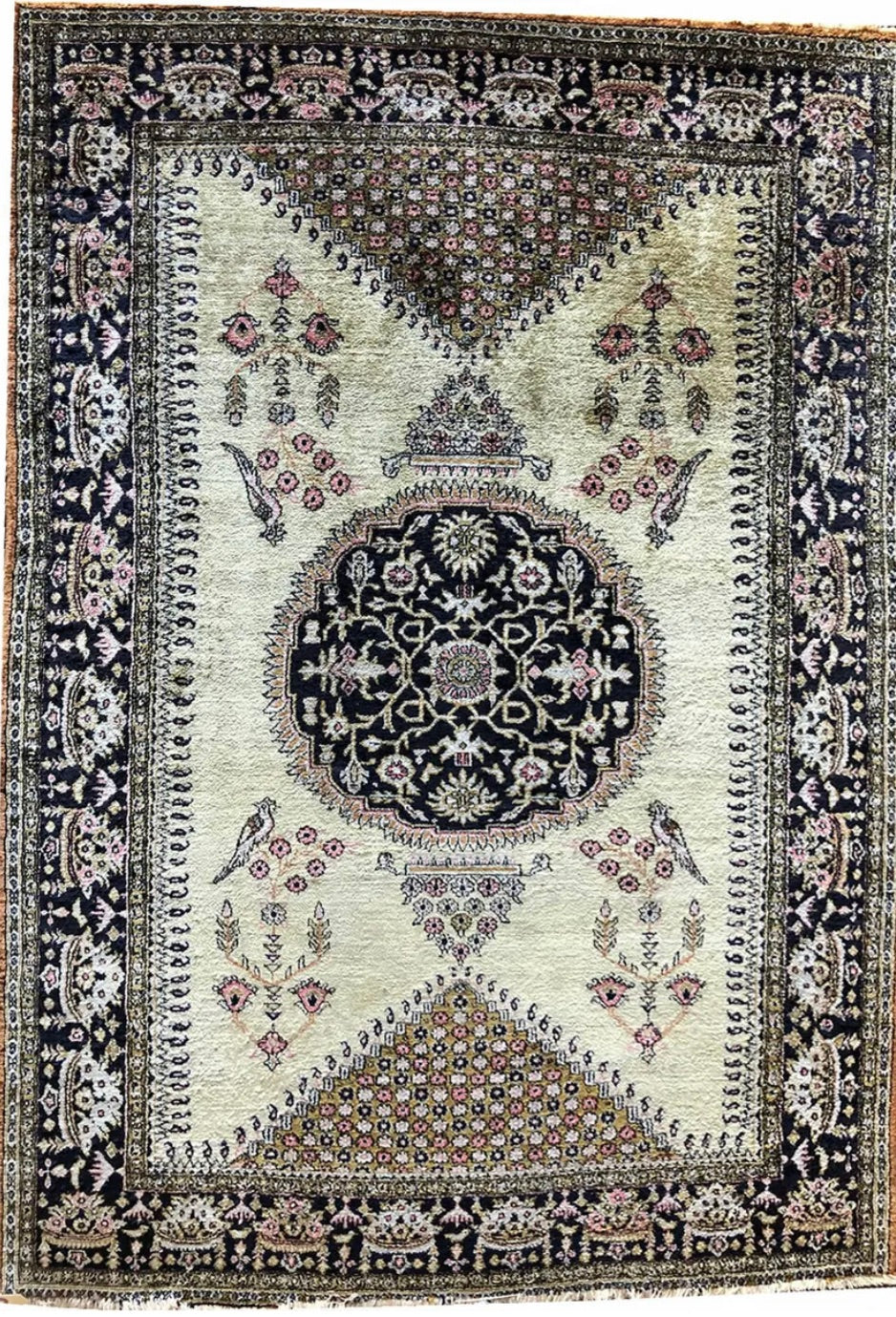A Fabulous 500 KPSI 100% Silk Persian Qum Rug
