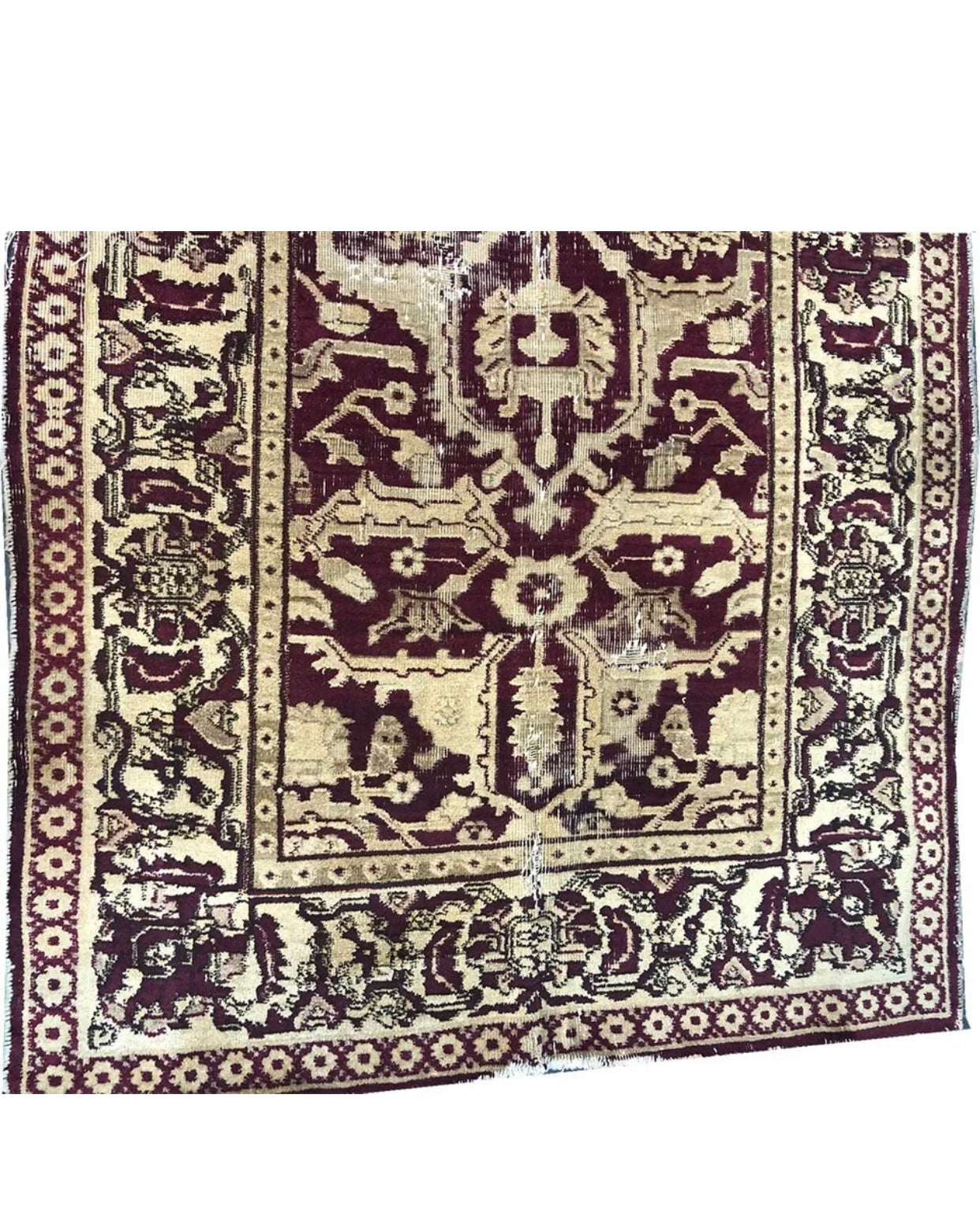 An Antique Worn Out Distressed Look Indian Agra Rug