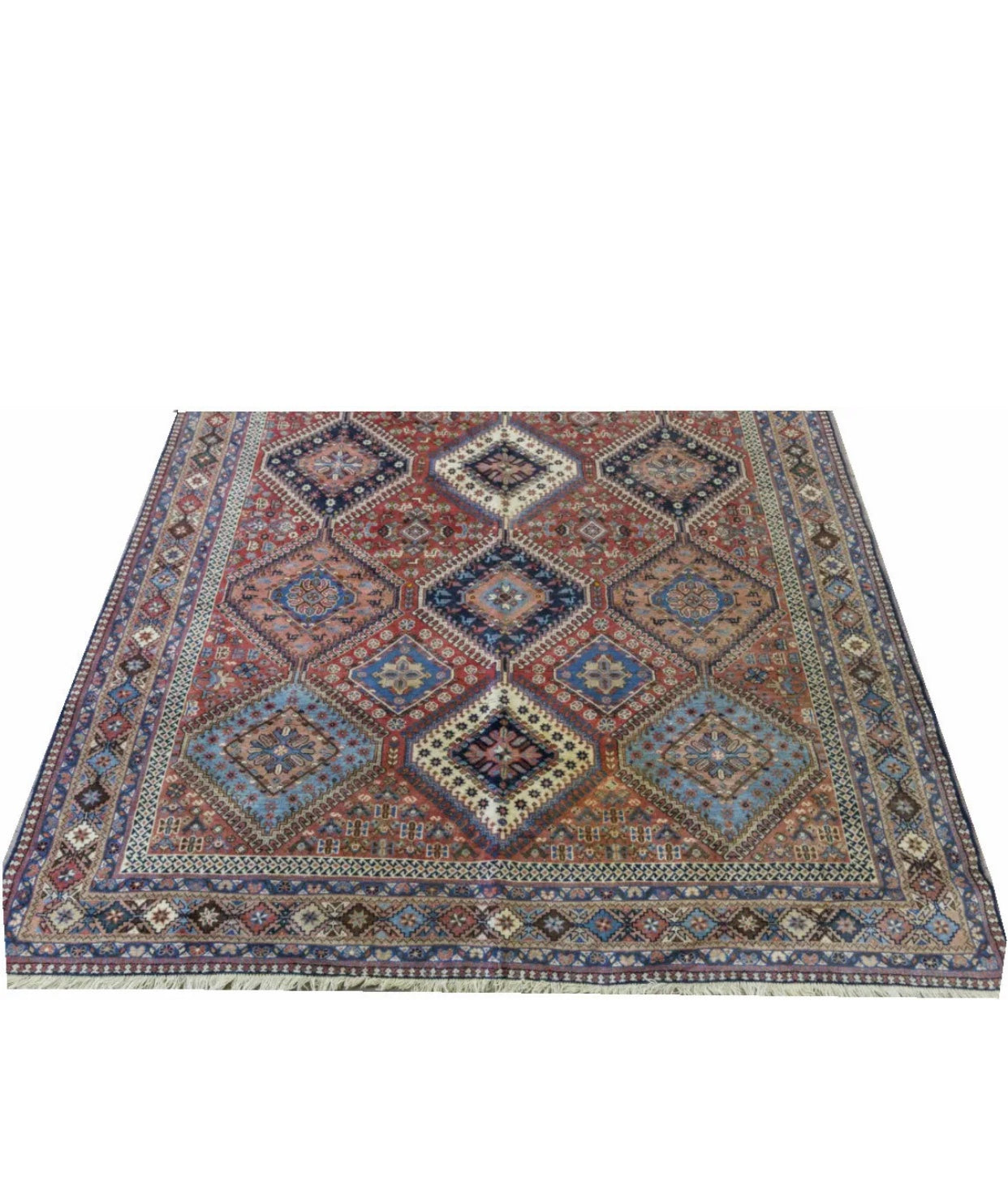 A Vintage Primitive & Tribal Panel Design Persian Yalameh Rug