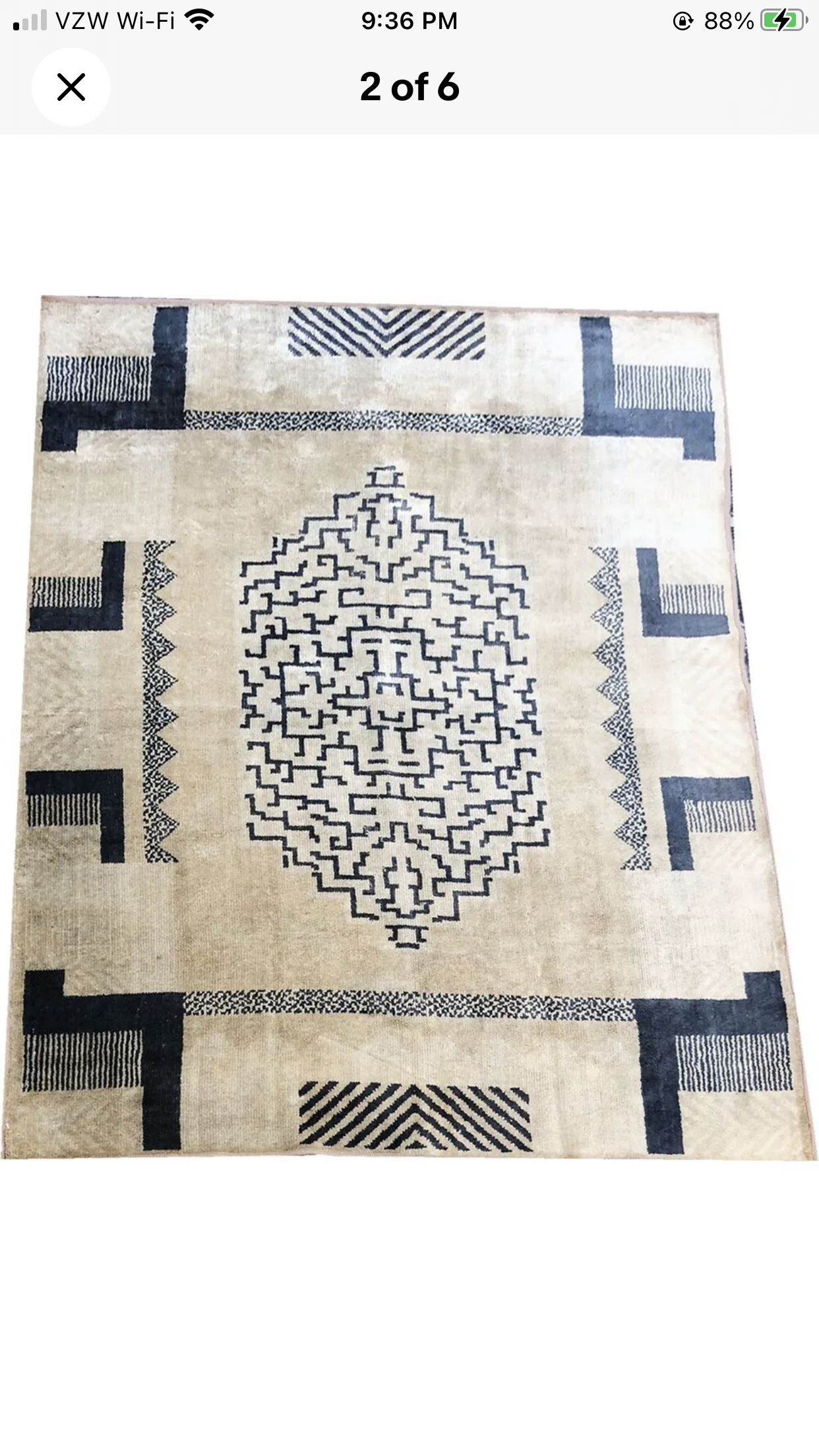 Antique Geometric French Art Deco Rug