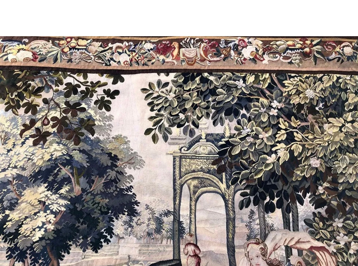 Antique 19th Century Silk & Wool French Tapestry