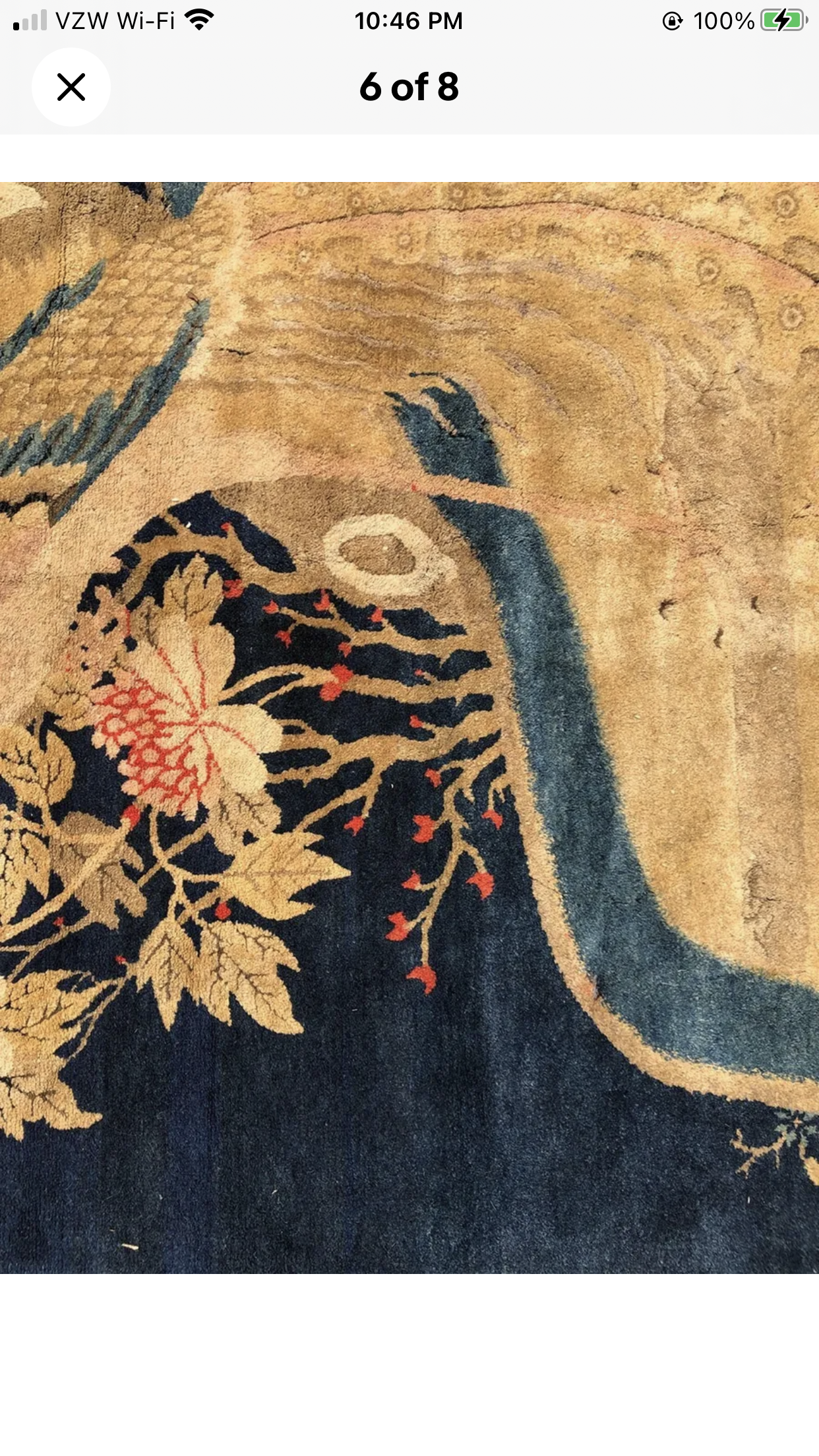 Antique Pictorial Chinese Rug (Rooster) Pao Tao