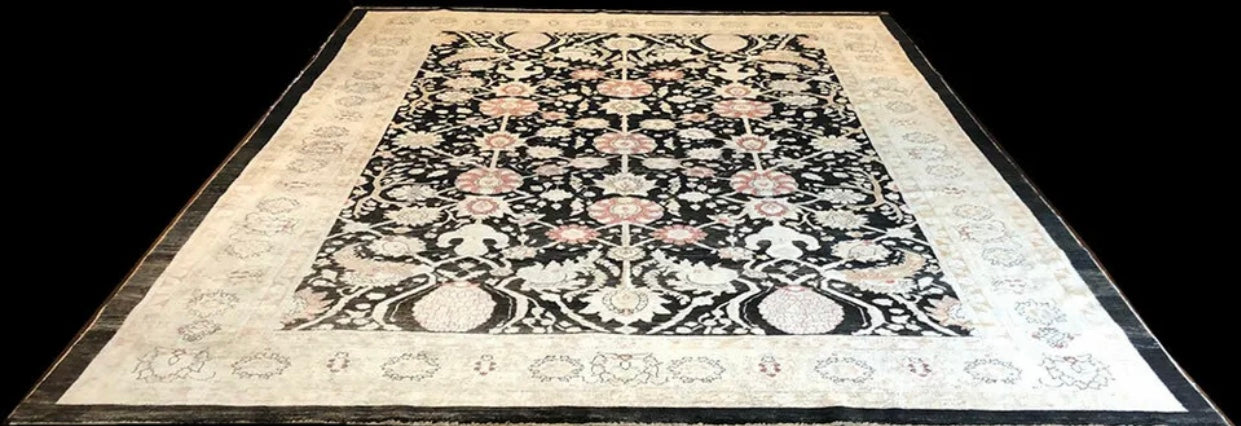 A Superb High Quality Black Ground Peshawar Rug “ Sultanabad Pattern”