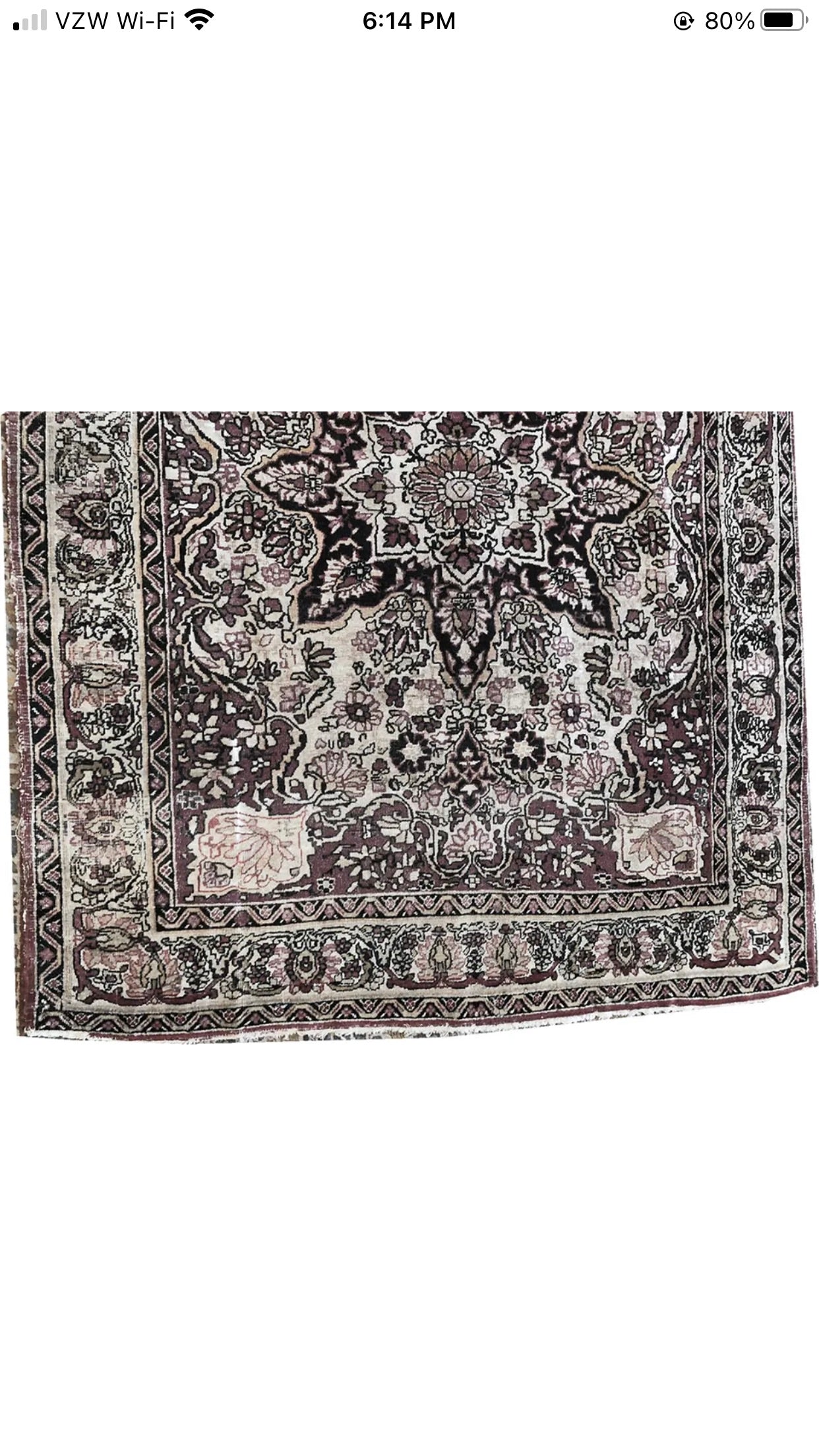 Antique Thin 4’ x 5’ Persian Lavar Kerman Rug