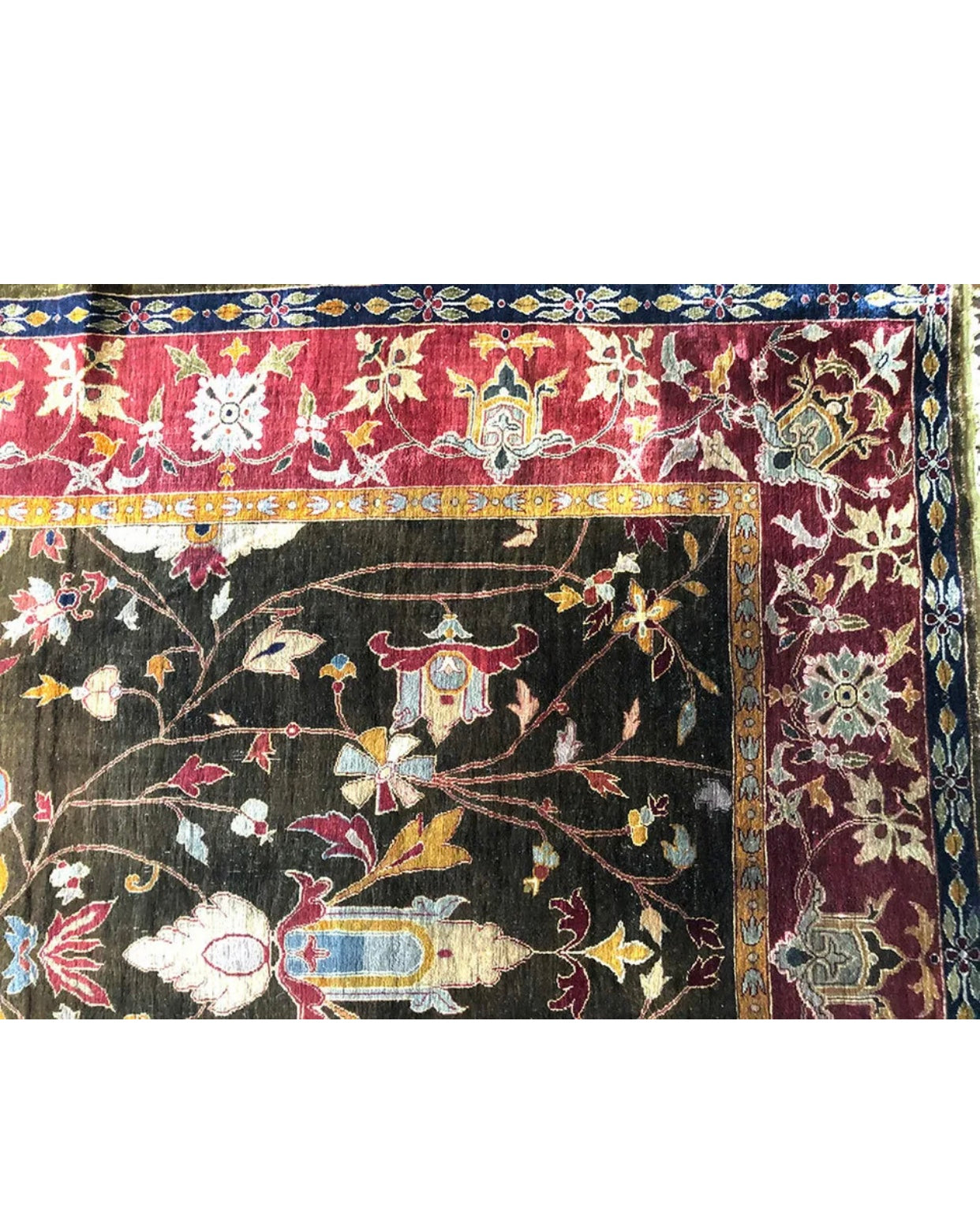 A Collectible Museum Quality Antique 100% Silk Mughal Area Rug