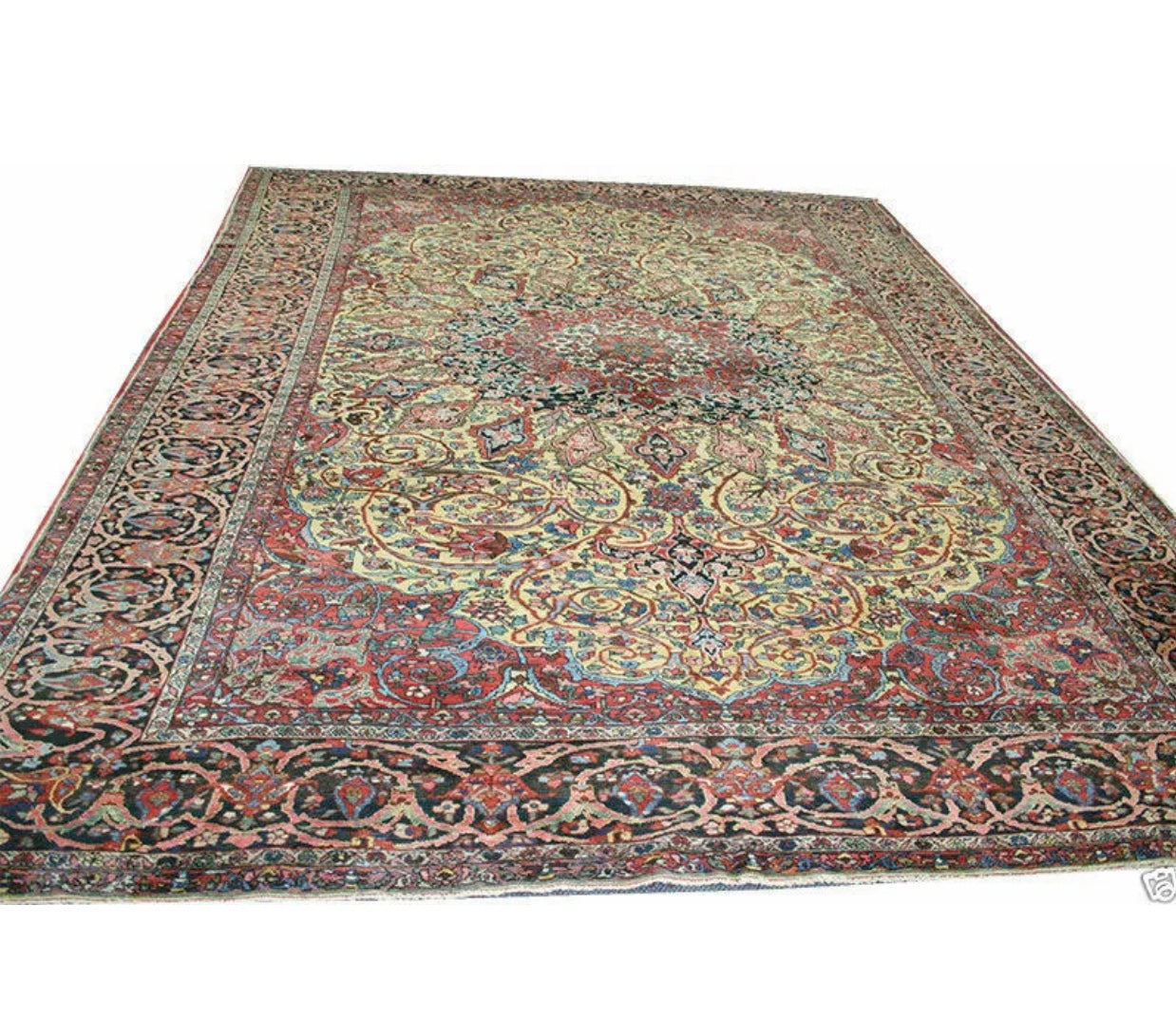 A Must See Antique Gold Ground Persian Bakhtiari Rug