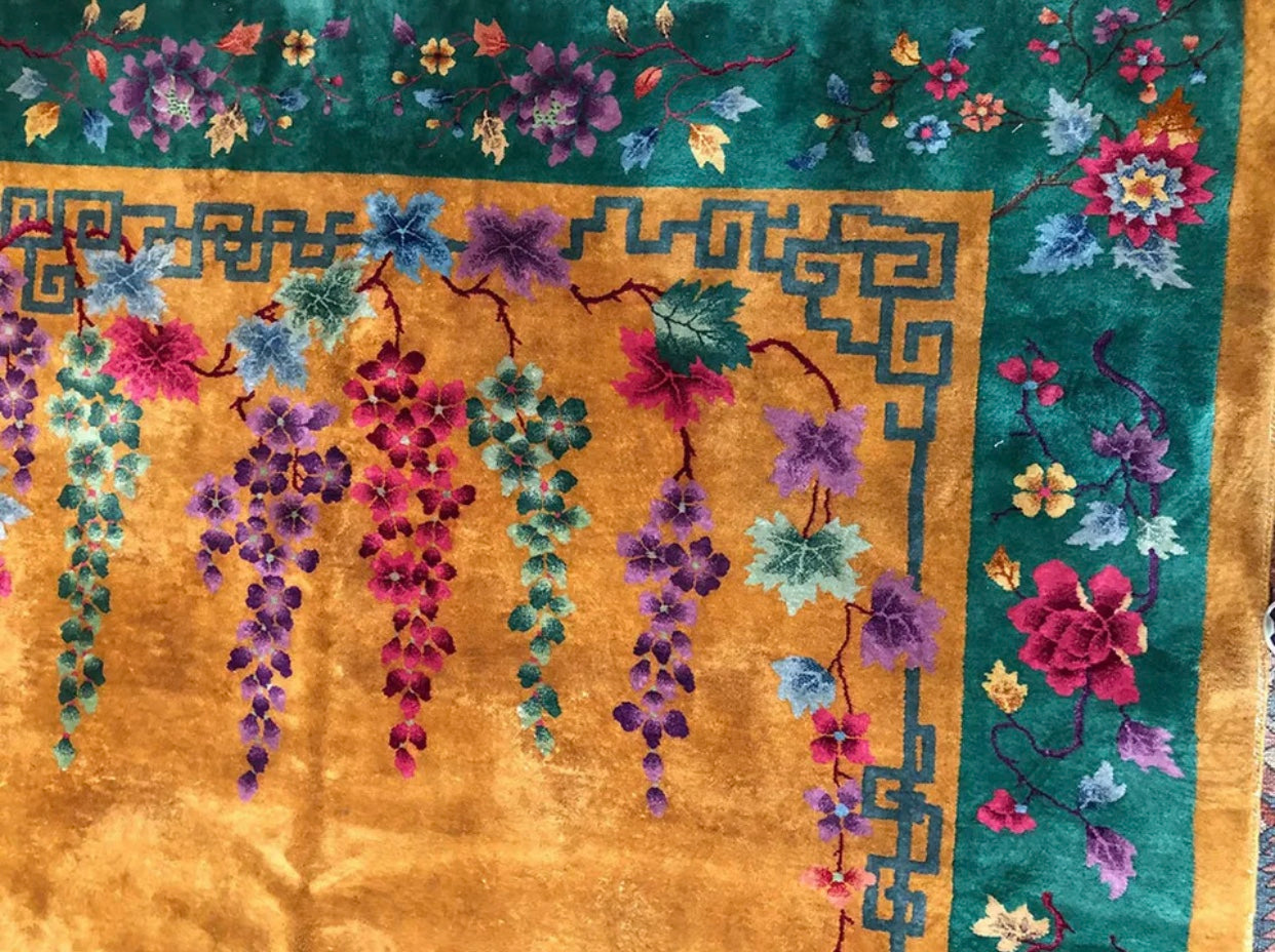 A Breathtaking Antique Gold Ground Art Deco Chinese Rug