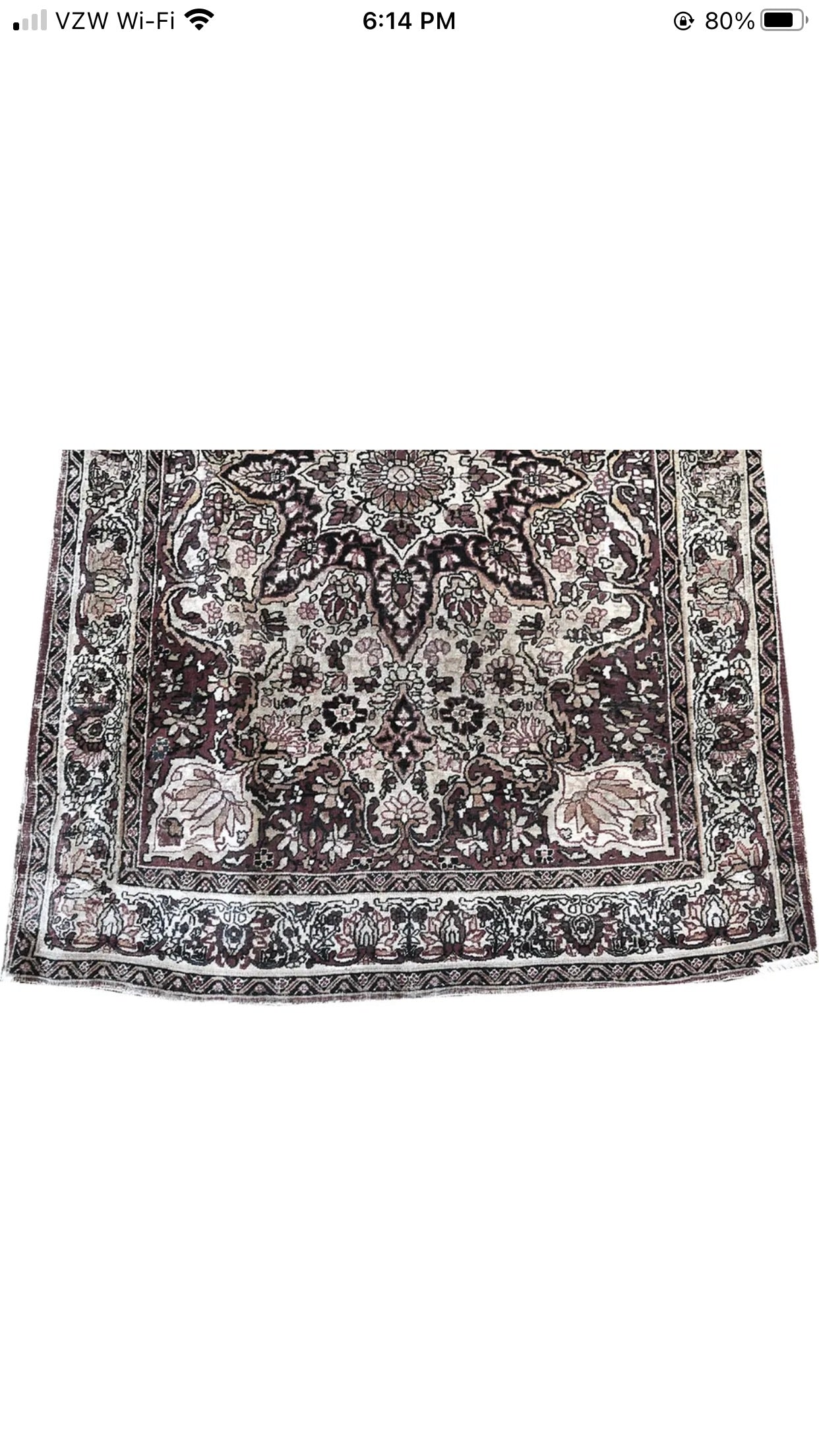 Antique Thin 4’ x 5’ Persian Lavar Kerman Rug