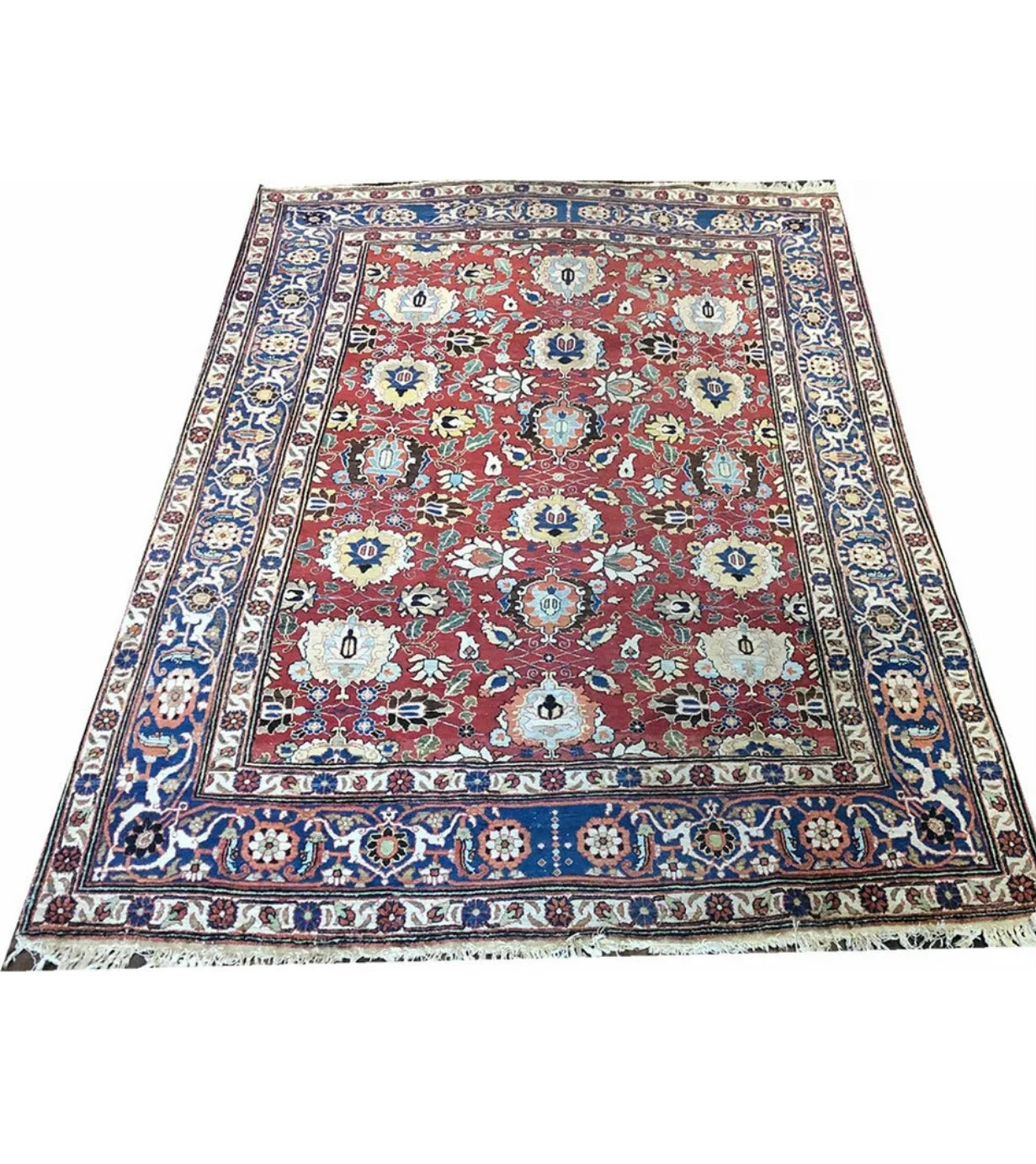 Antique Rare Persian Varamin Area Rug