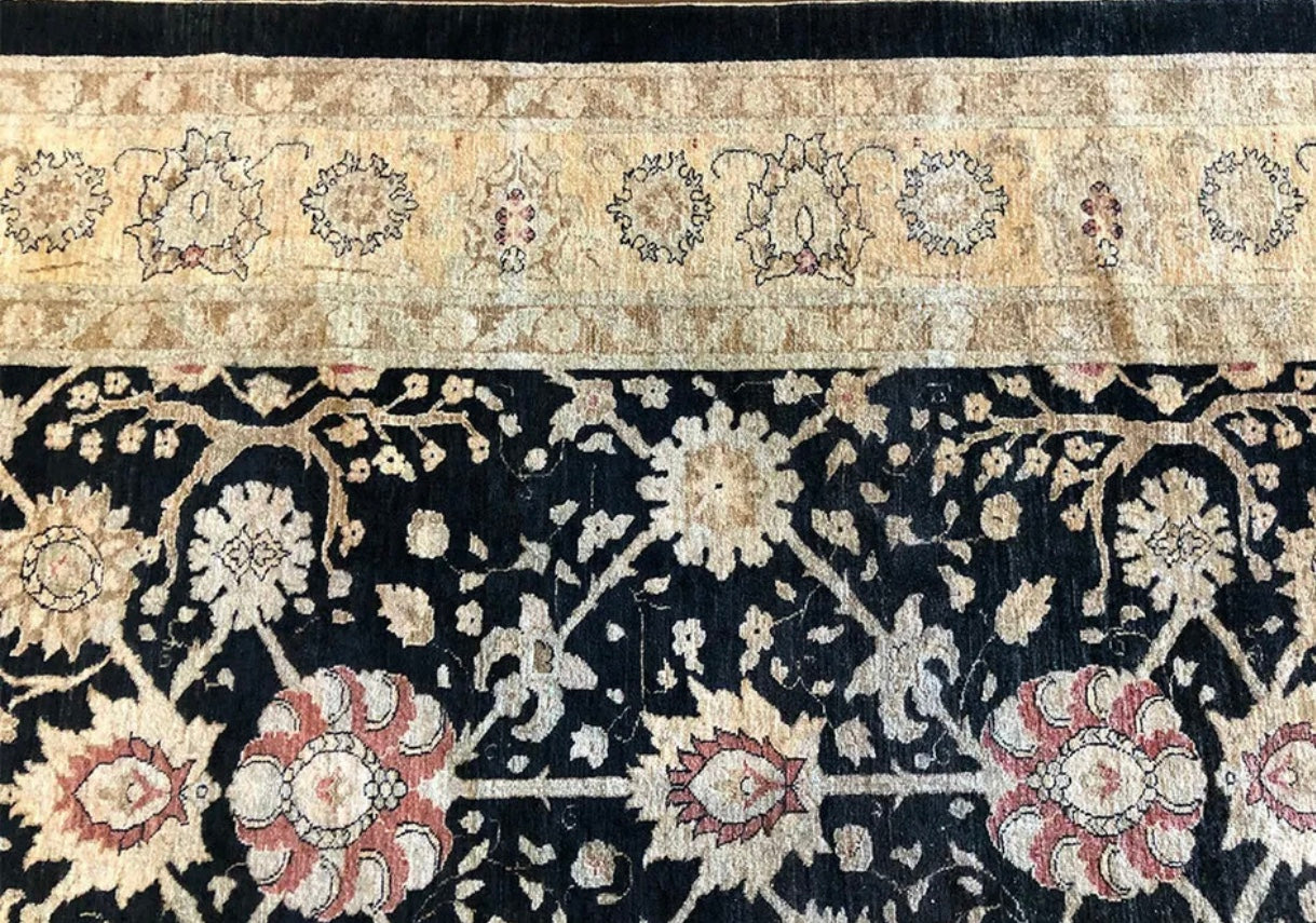 A Superb High Quality Black Ground Peshawar Rug “ Sultanabad Pattern”