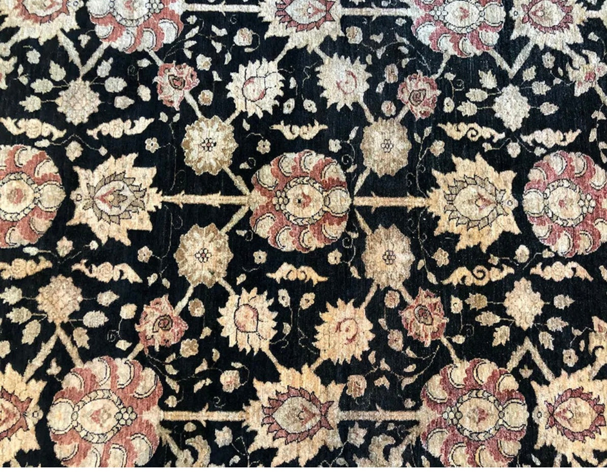 A Superb High Quality Black Ground Peshawar Rug “ Sultanabad Pattern”