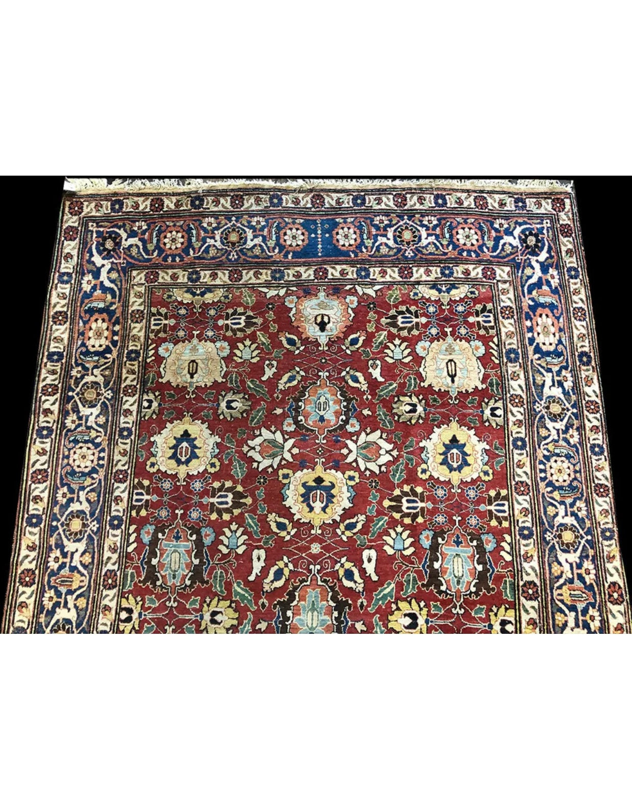 Antique Rare Persian Varamin Area Rug