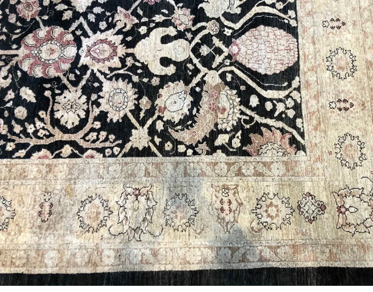 A Superb High Quality Black Ground Peshawar Rug “ Sultanabad Pattern”