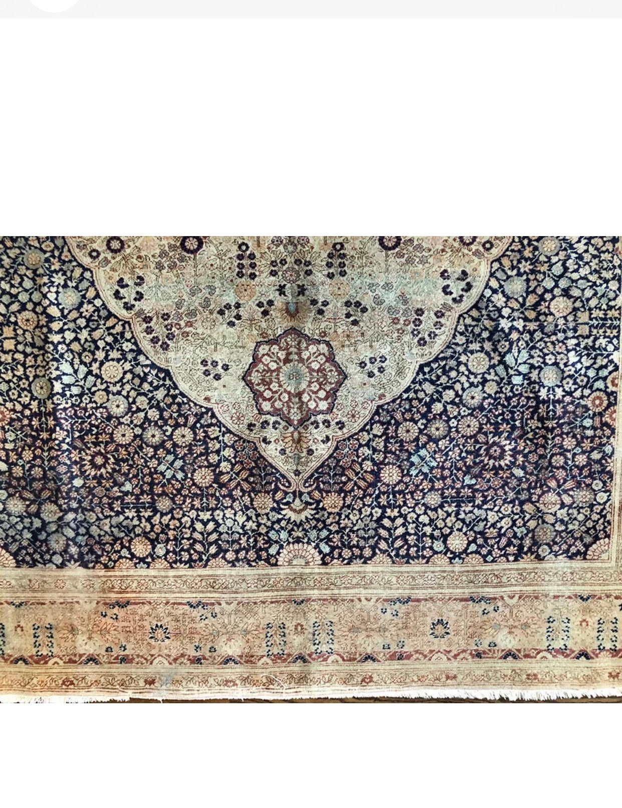 Antique Unusual Directional 7’x10’ Persian Tabriz Rug Haji Halili Style