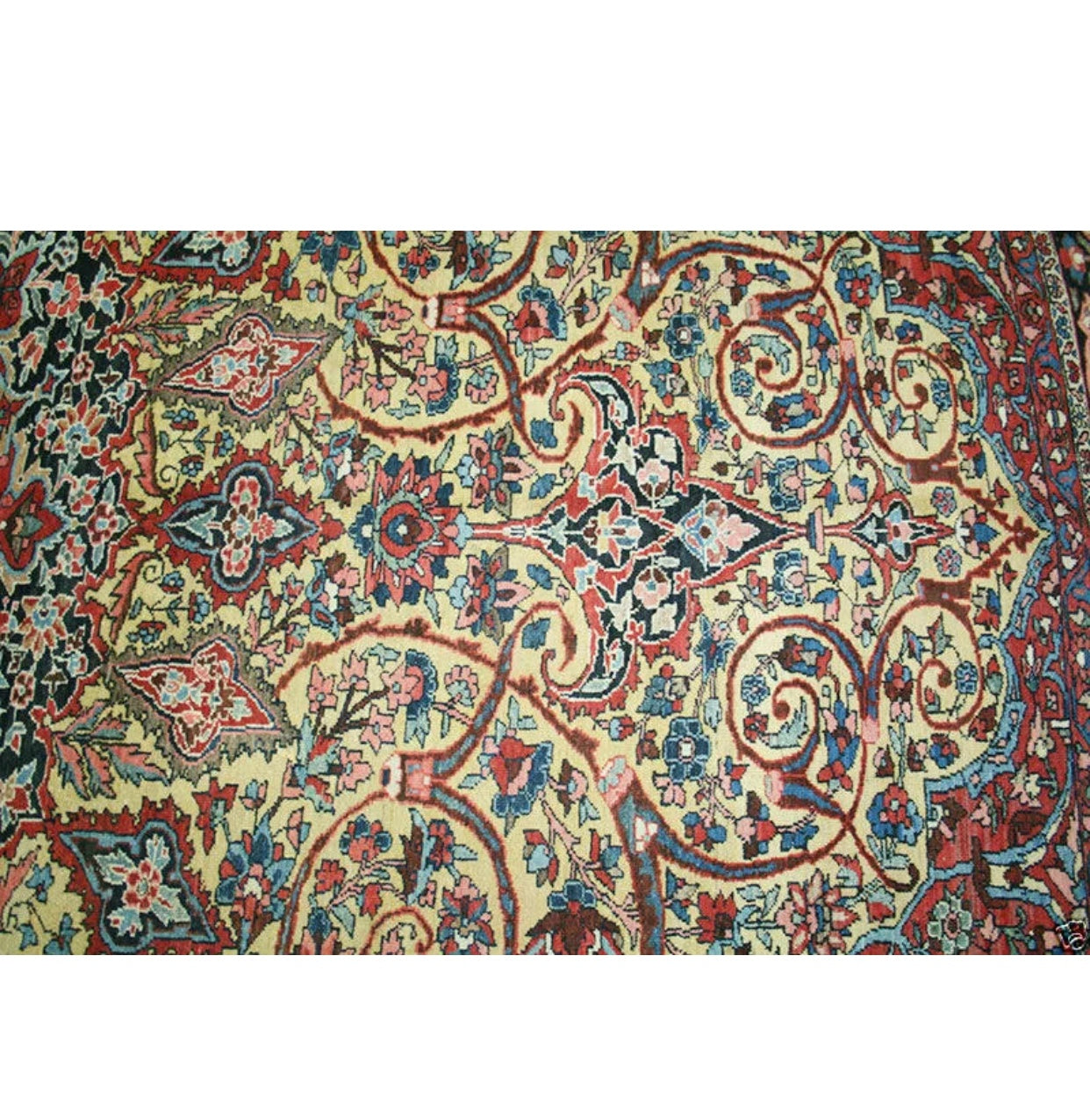 A Must See Antique Gold Ground Persian Bakhtiari Rug