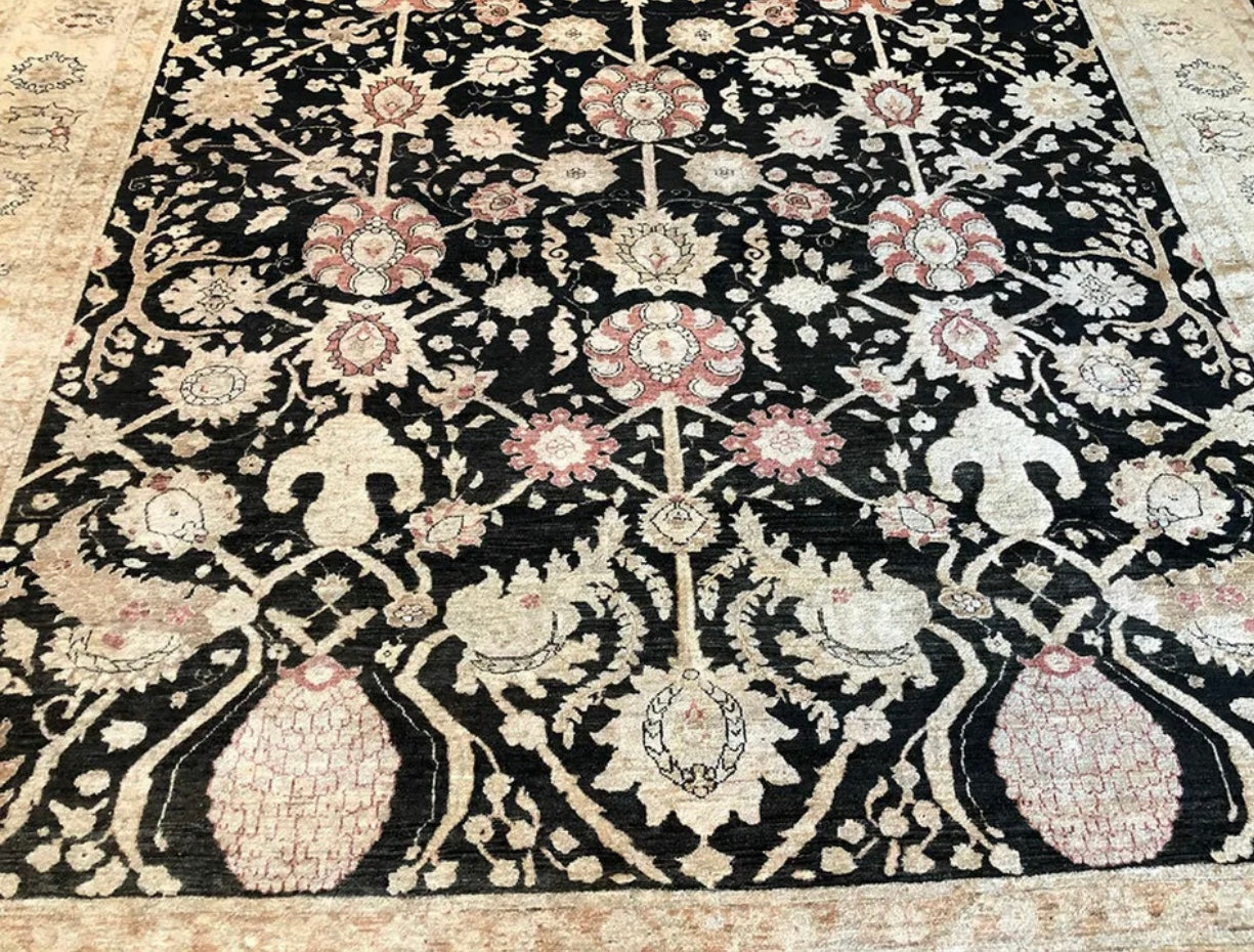 A Superb High Quality Black Ground Peshawar Rug “ Sultanabad Pattern”