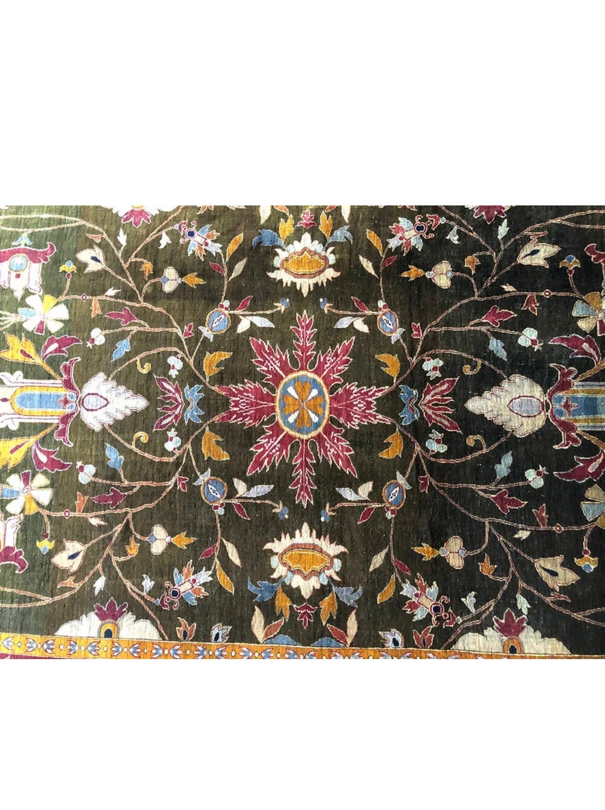 A Collectible Museum Quality Antique 100% Silk Mughal Area Rug