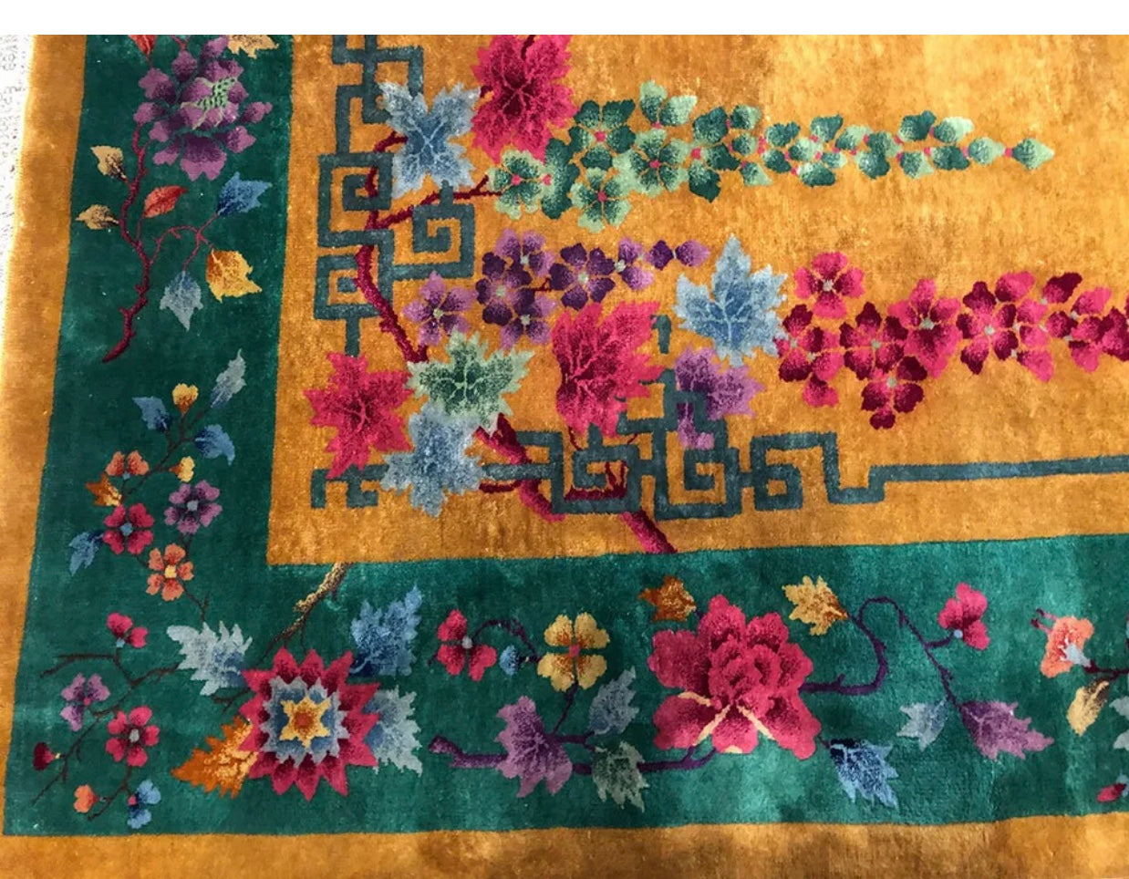 A Breathtaking Antique Gold Ground Art Deco Chinese Rug