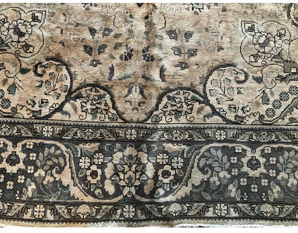Antique Washed Out Persian Tabriz Rug