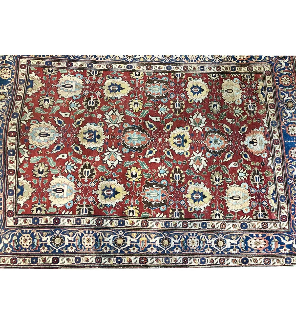 Antique Rare Persian Varamin Area Rug