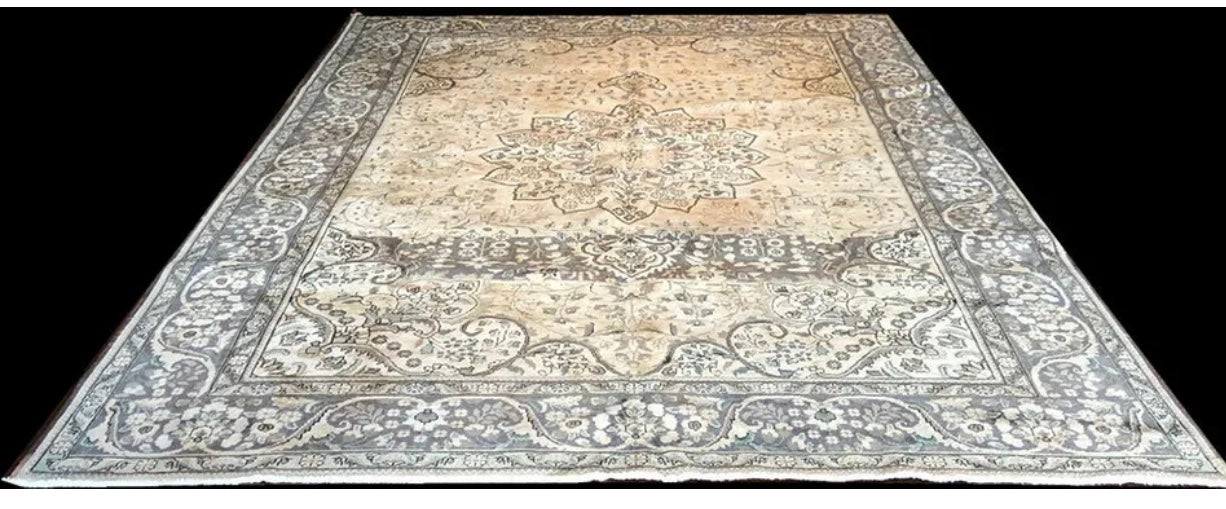 Antique Washed Out Persian Tabriz Rug
