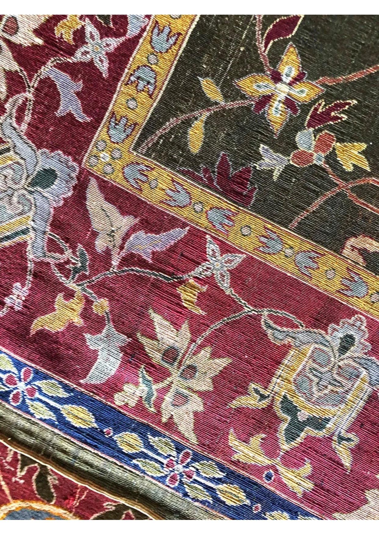A Collectible Museum Quality Antique 100% Silk Mughal Area Rug