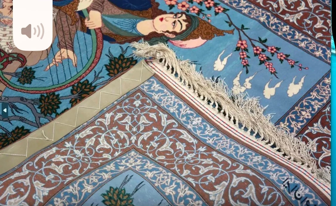 A Vintage Persian Pictorial Isfahan Rug