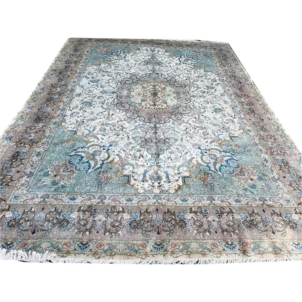A Sensational 10' x 13' Silk & Wool 60 Raj Genuine Persian Tabriz Rug