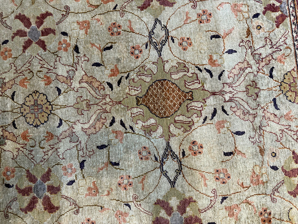 A Breathtaking Antique Turkish 100% Silk Keyseri Rug " Souf Weaving"