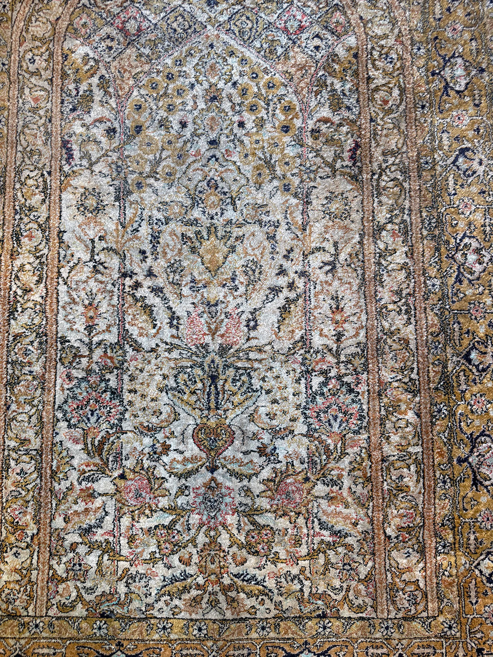 A Vintage 100% silk On Silk Persian Qum rug