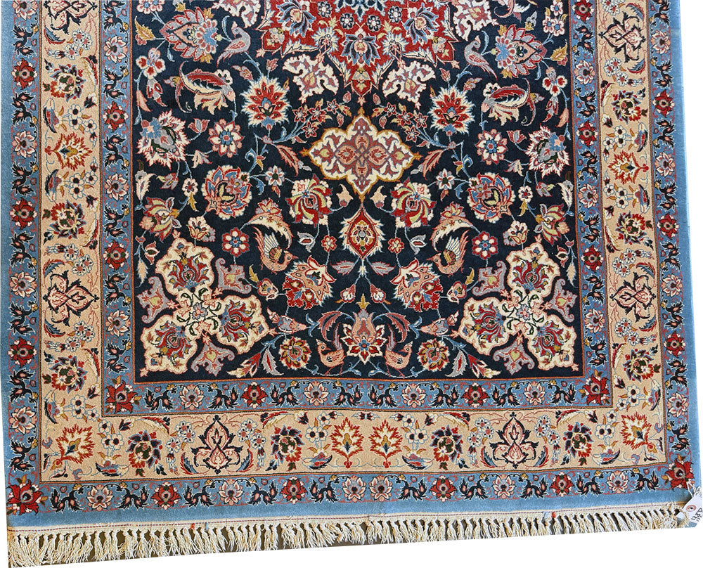 A Fabulous Vintage Silk & Wool On Silk Foundation Isfahan Area Rug