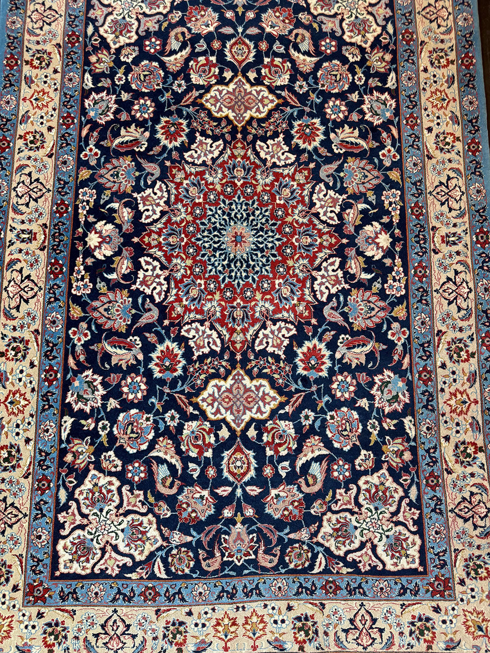 A Fabulous Vintage Silk & Wool On Silk Foundation Isfahan Area Rug