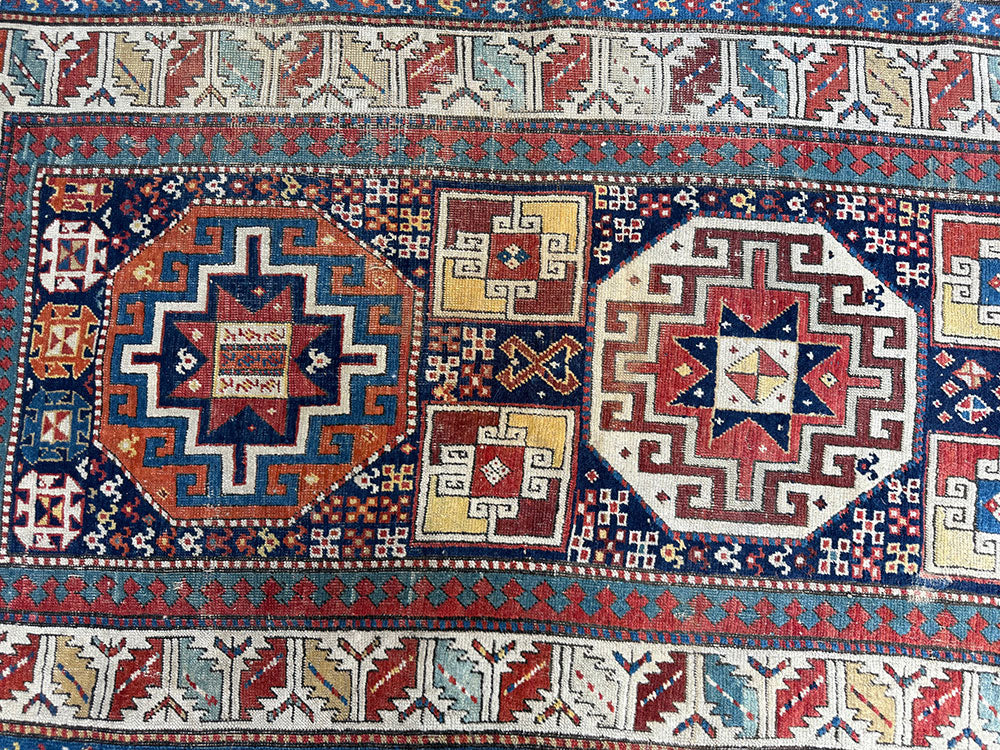 A Must See Collectible Genuine Late 19th Century Caucasian Kazak Runner Rug