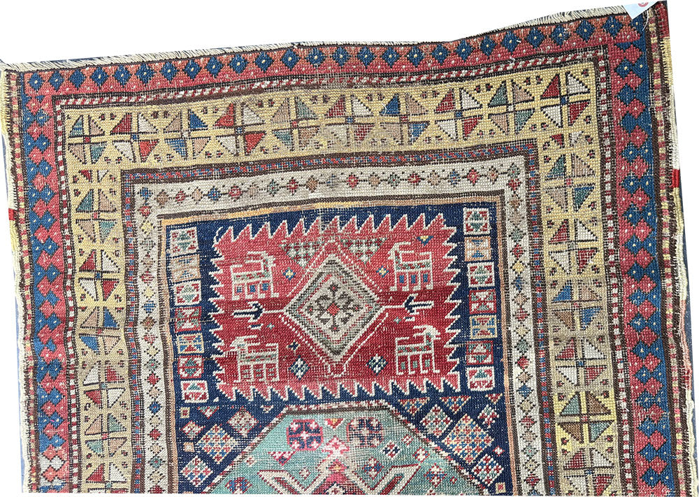 A Must See Late 19th Century Tribal Caucasian Kazak Runner Rug